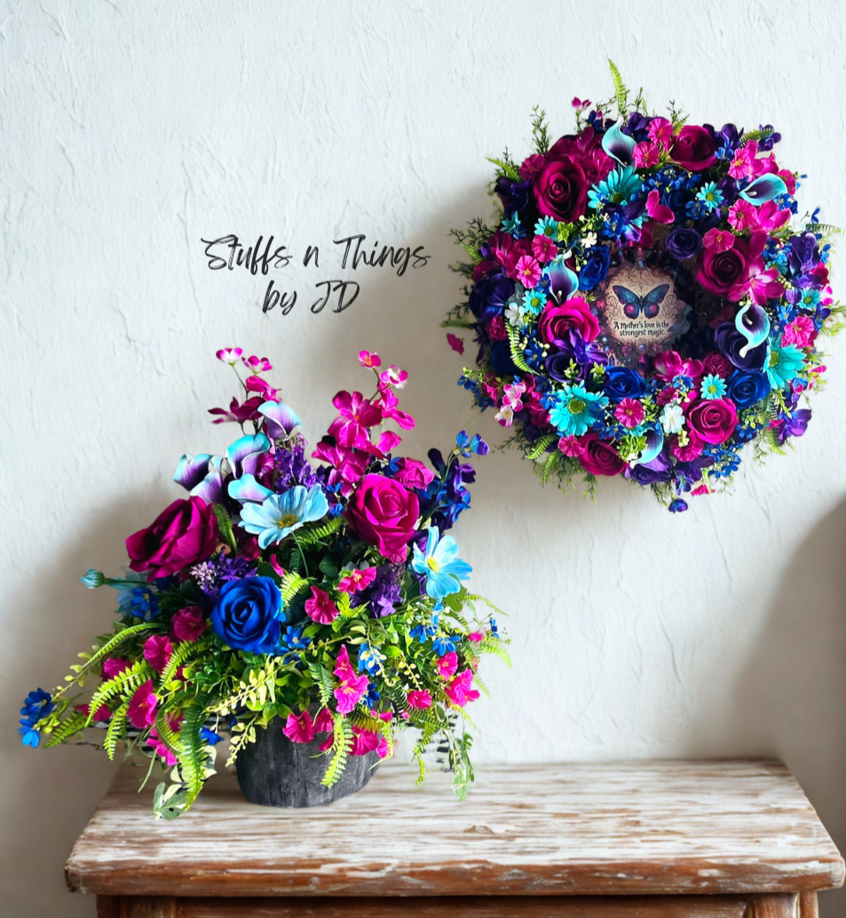 Spring Flower Planter Box in Round Wood Pot – Bold Floral Mother's Day Gift Idea