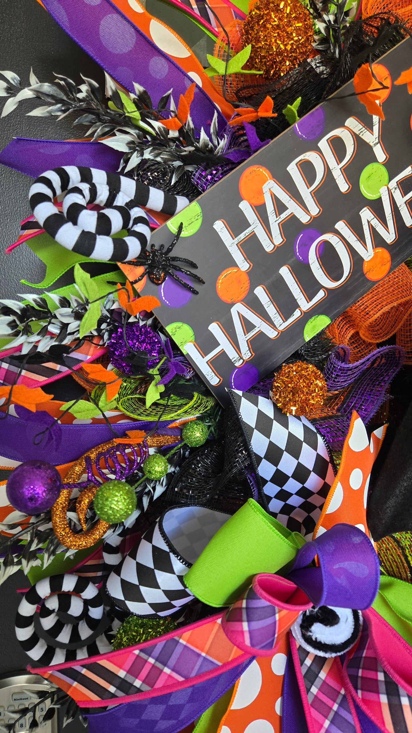 Whimsical Happy Halloween Bat Wreath – Extra Large Door Decor