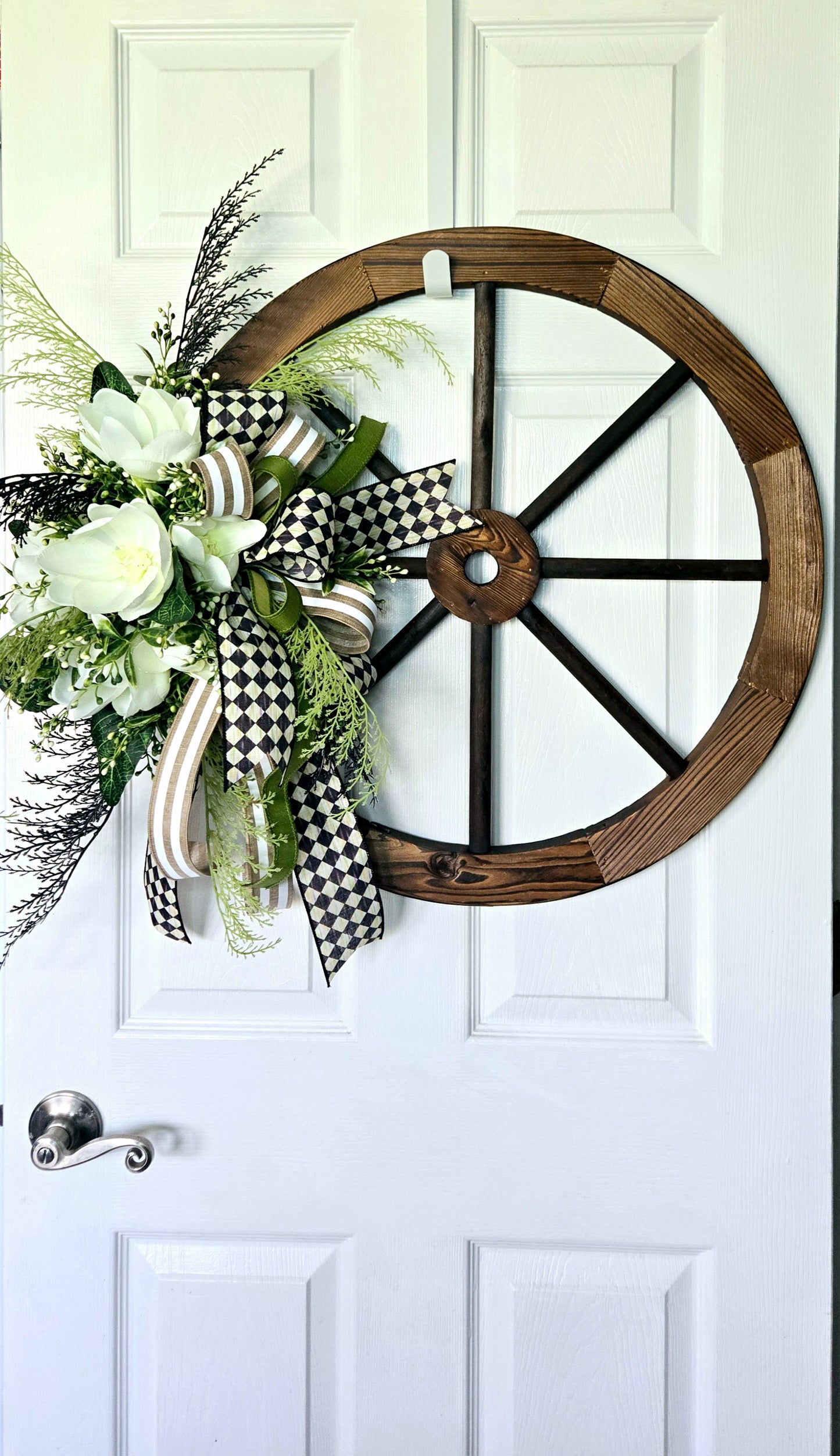 Magnolia Wagon Wheel Wreath - Farmhouse Decor - Stuffs n Things by JD