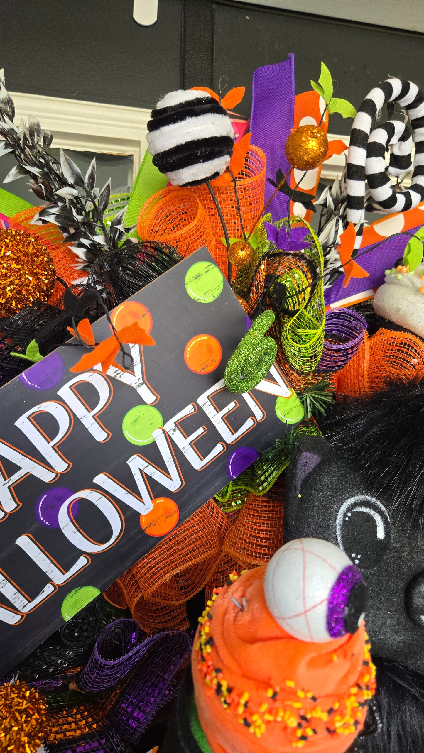 Whimsical Happy Halloween Bat Wreath – Extra Large Door Decor