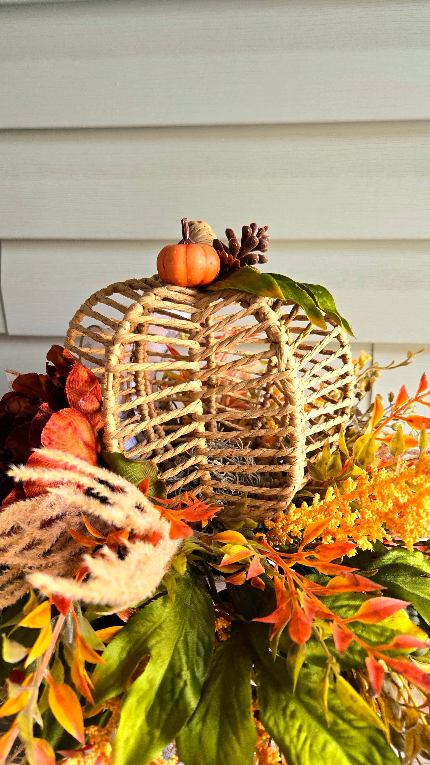 Fall Arrangement Pumpkin Candlestick β Rustic Autumn Farmhouse Table Centerpiece