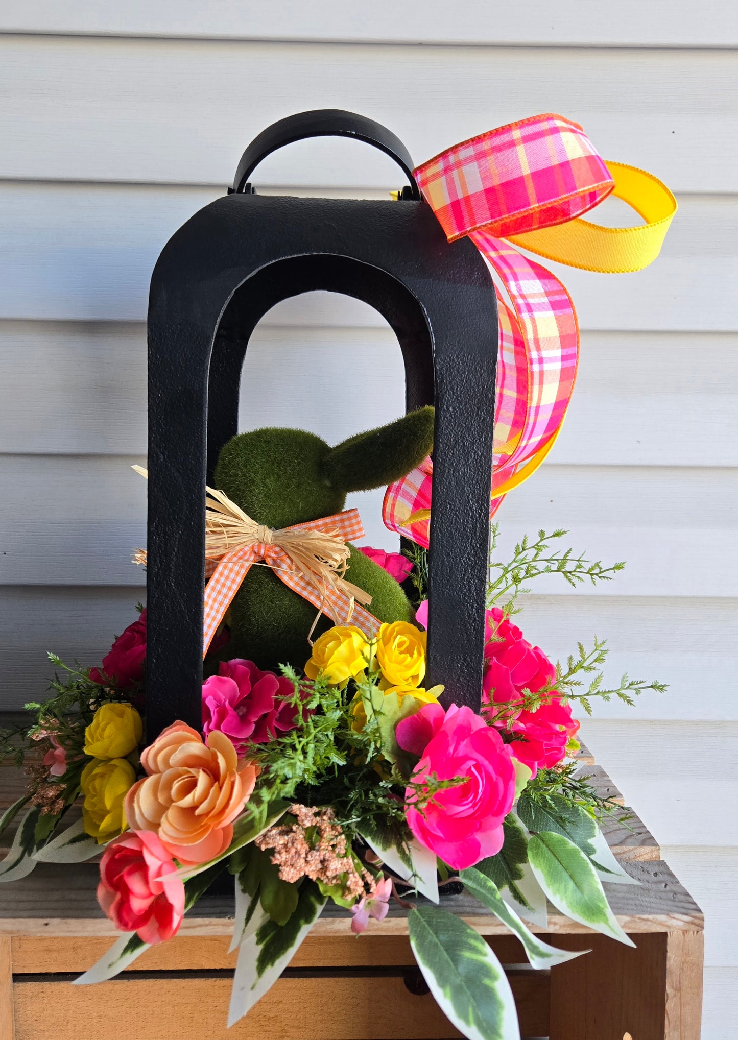 Spring Bunny Lantern Arrangement | Easter Table Decor | Bunny Home Decor