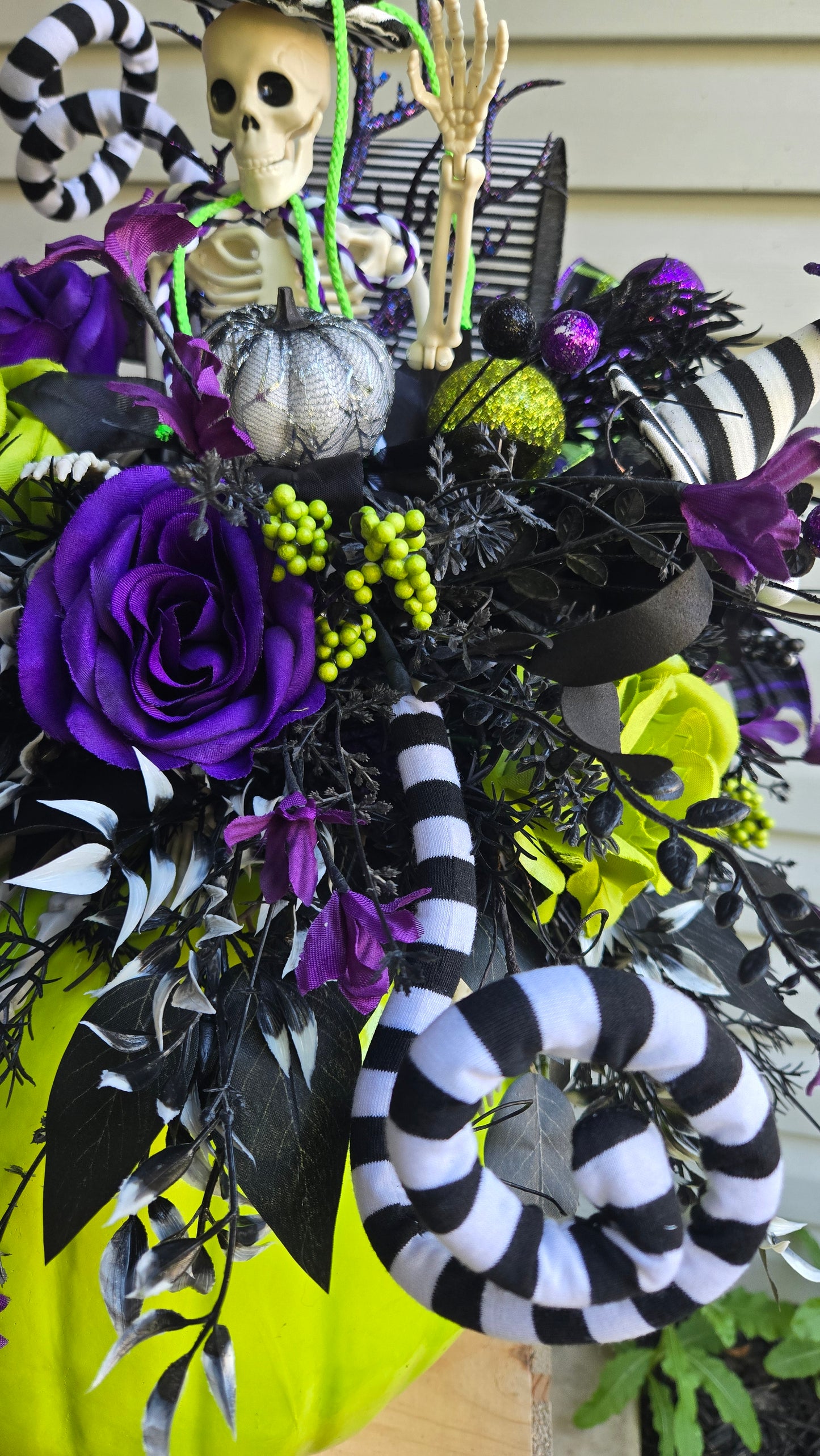 Halloween Centerpiece - Beetlejuice Inspired Witchy Skeleton on a Pumpkin