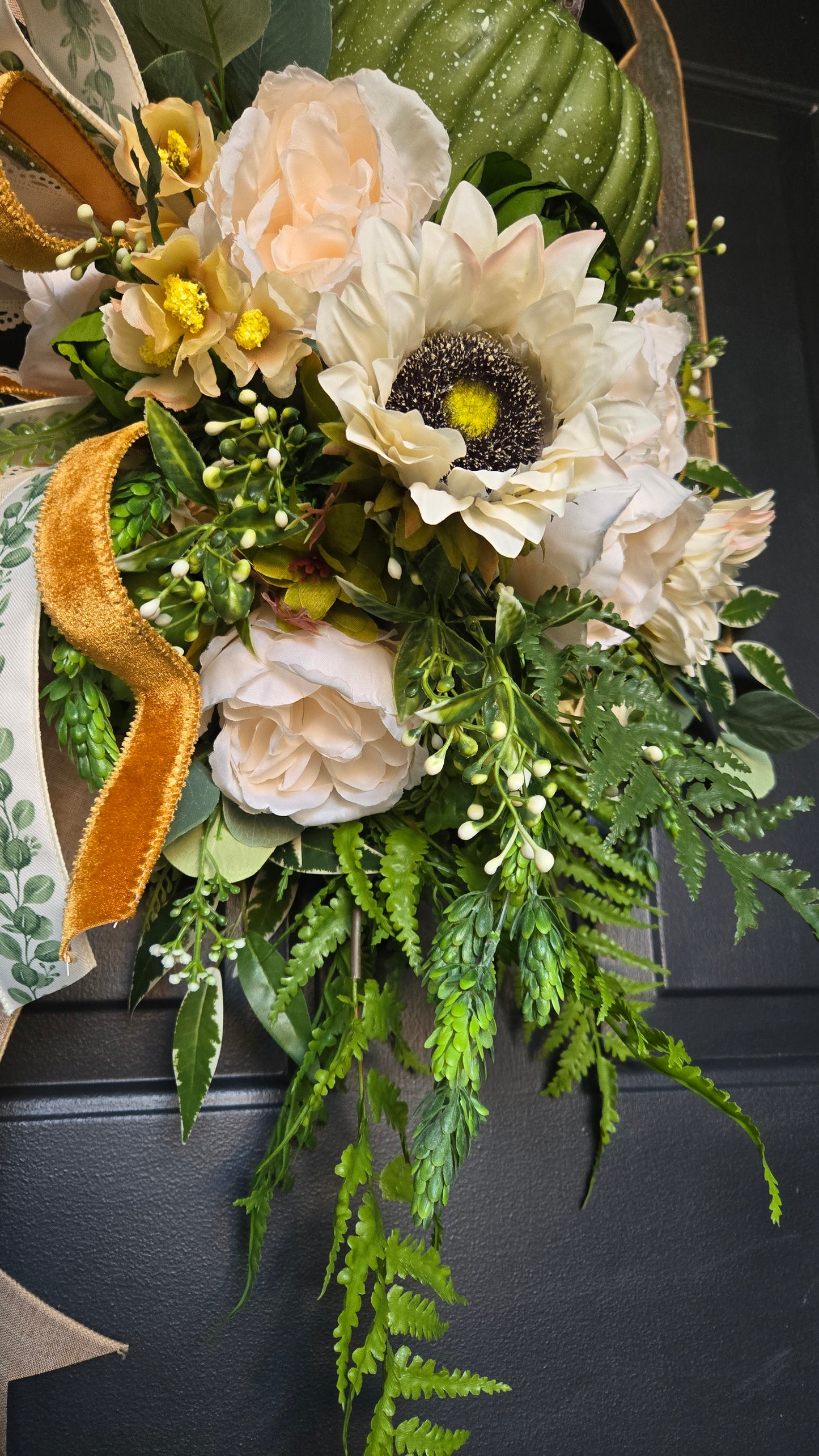 Neutral Fall Home Decor – Farmhouse Pumpkin Window Pane Door Hanger or Wall Art