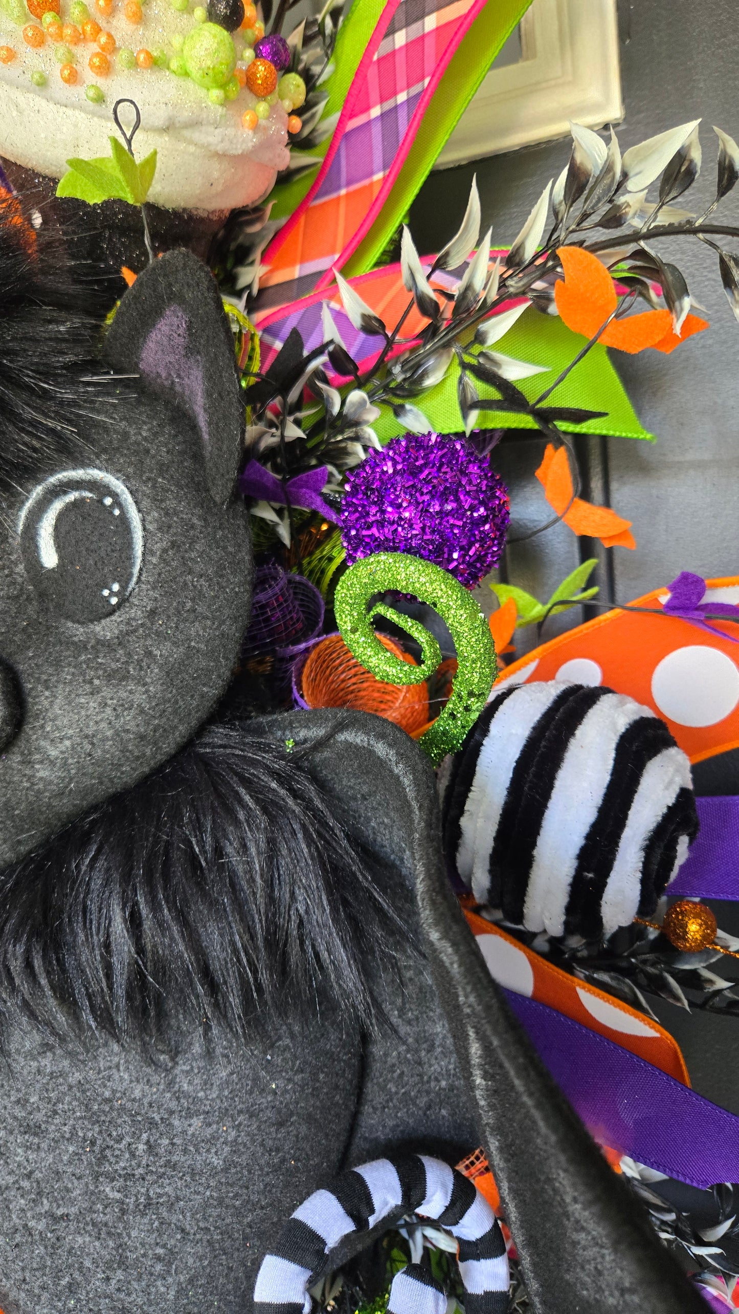 Whimsical Happy Halloween Bat Wreath – Extra Large Door Decor