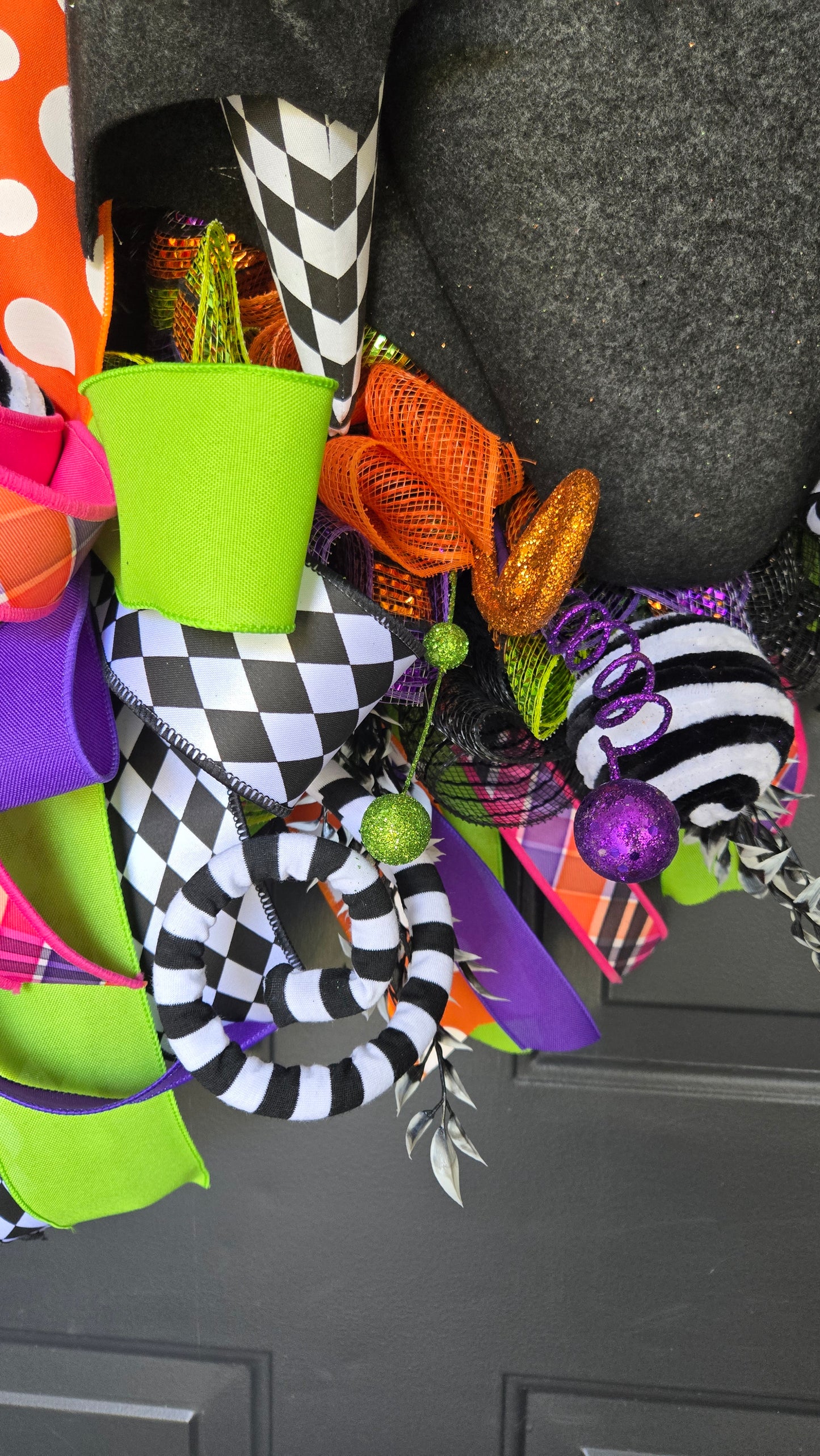 Whimsical Happy Halloween Bat Wreath – Extra Large Door Decor
