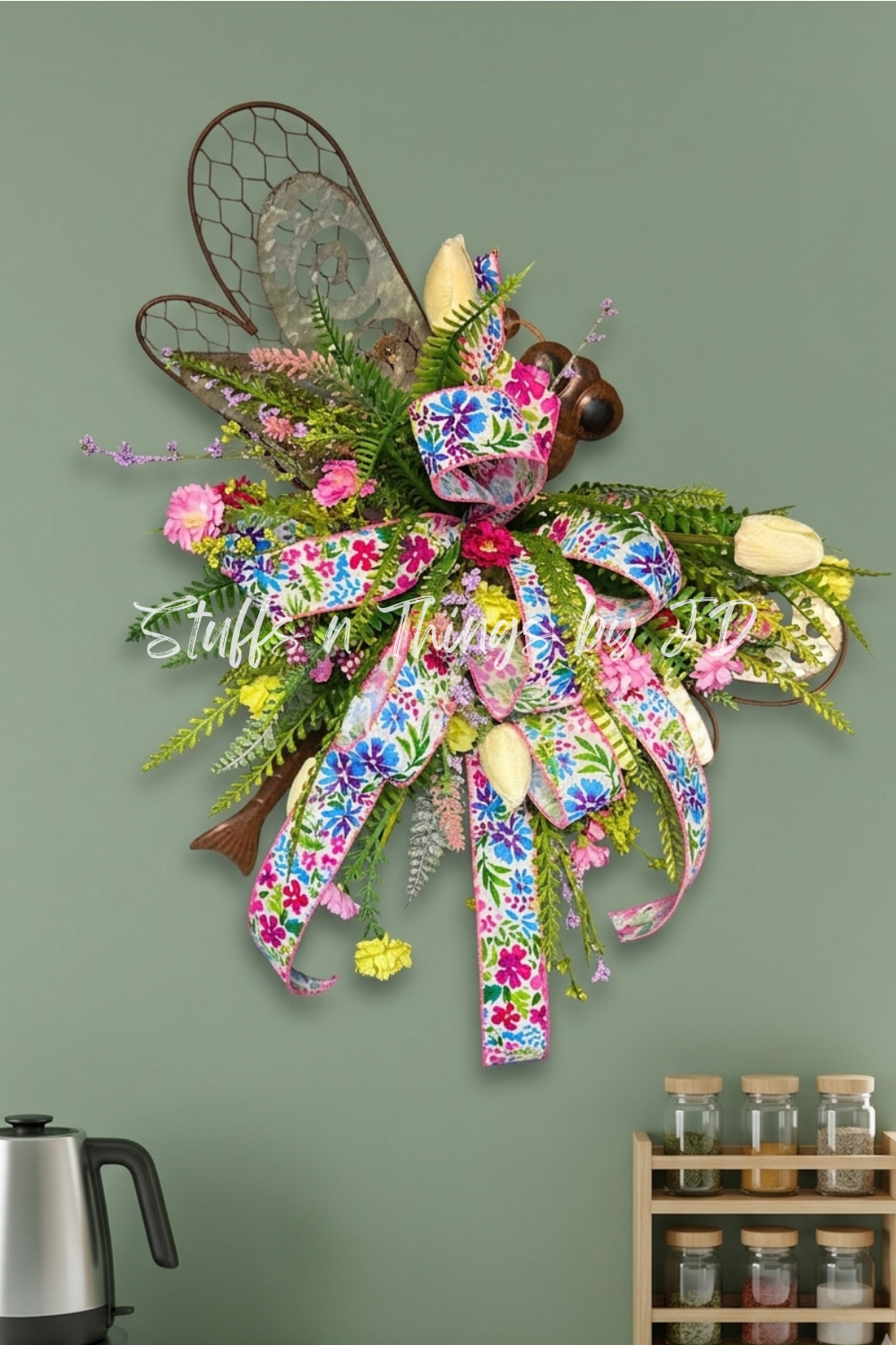 Garden Dragonfly Floral Hanger