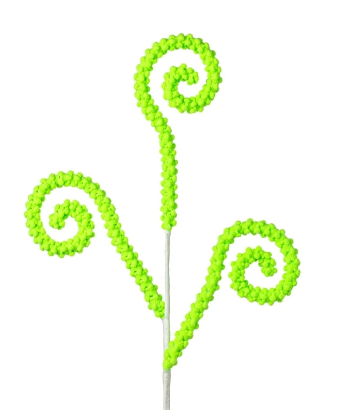 Neon Green Chenille Curly Spray