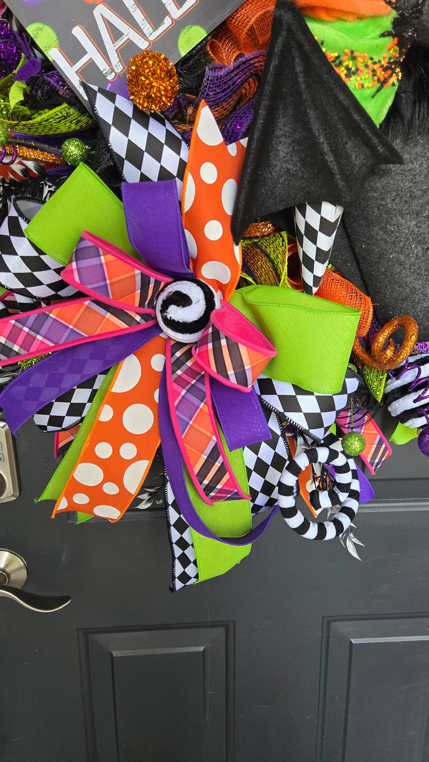 Whimsical Happy Halloween Bat Wreath – Extra Large Door Decor