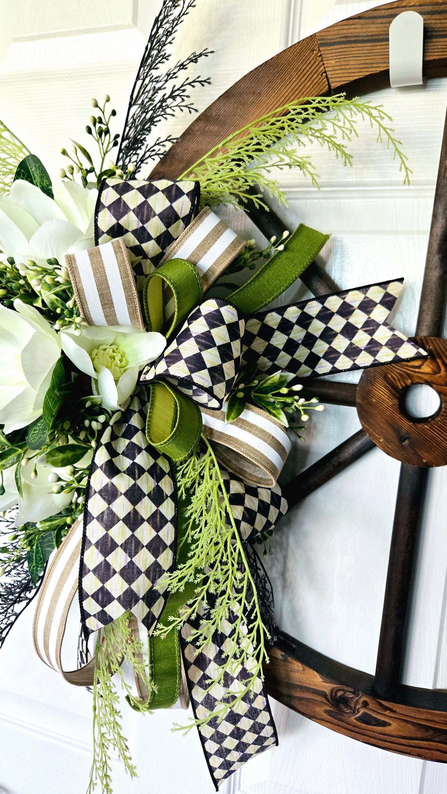 Magnolia Wagon Wheel Wreath - Farmhouse Decor - Stuffs n Things by JD