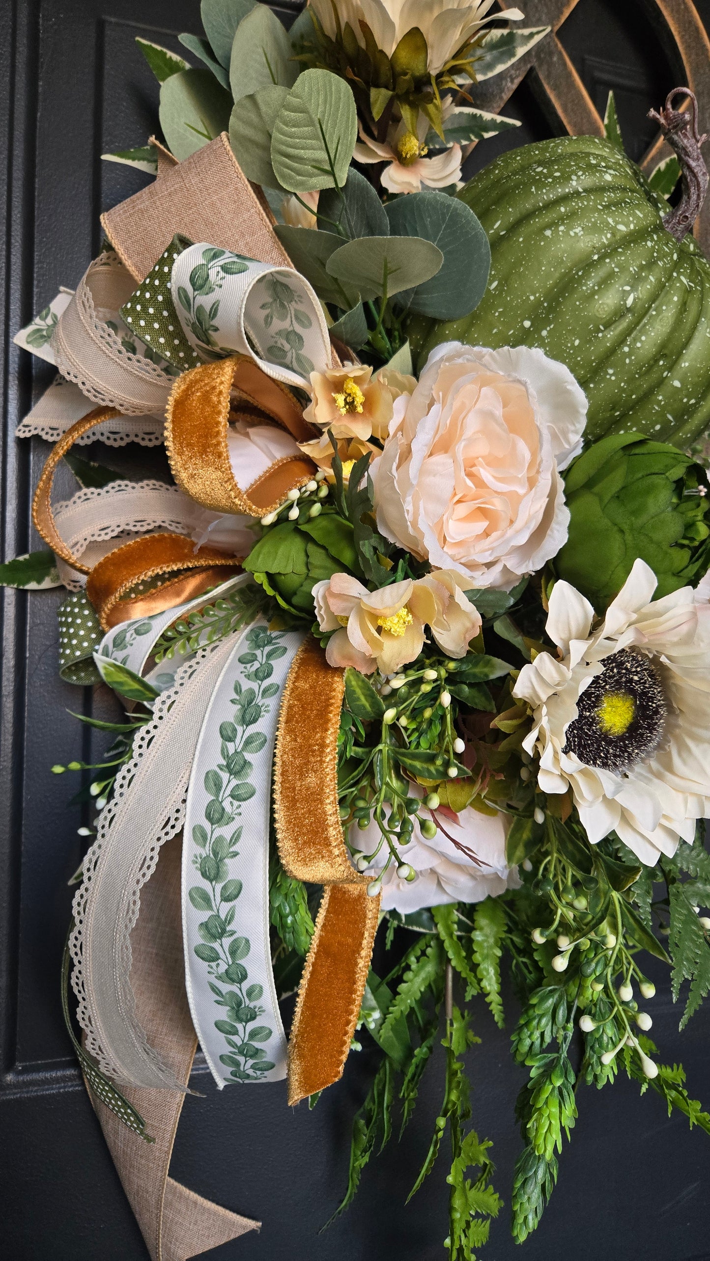 Neutral Fall Home Decor – Farmhouse Pumpkin Window Pane Door Hanger or Wall Art