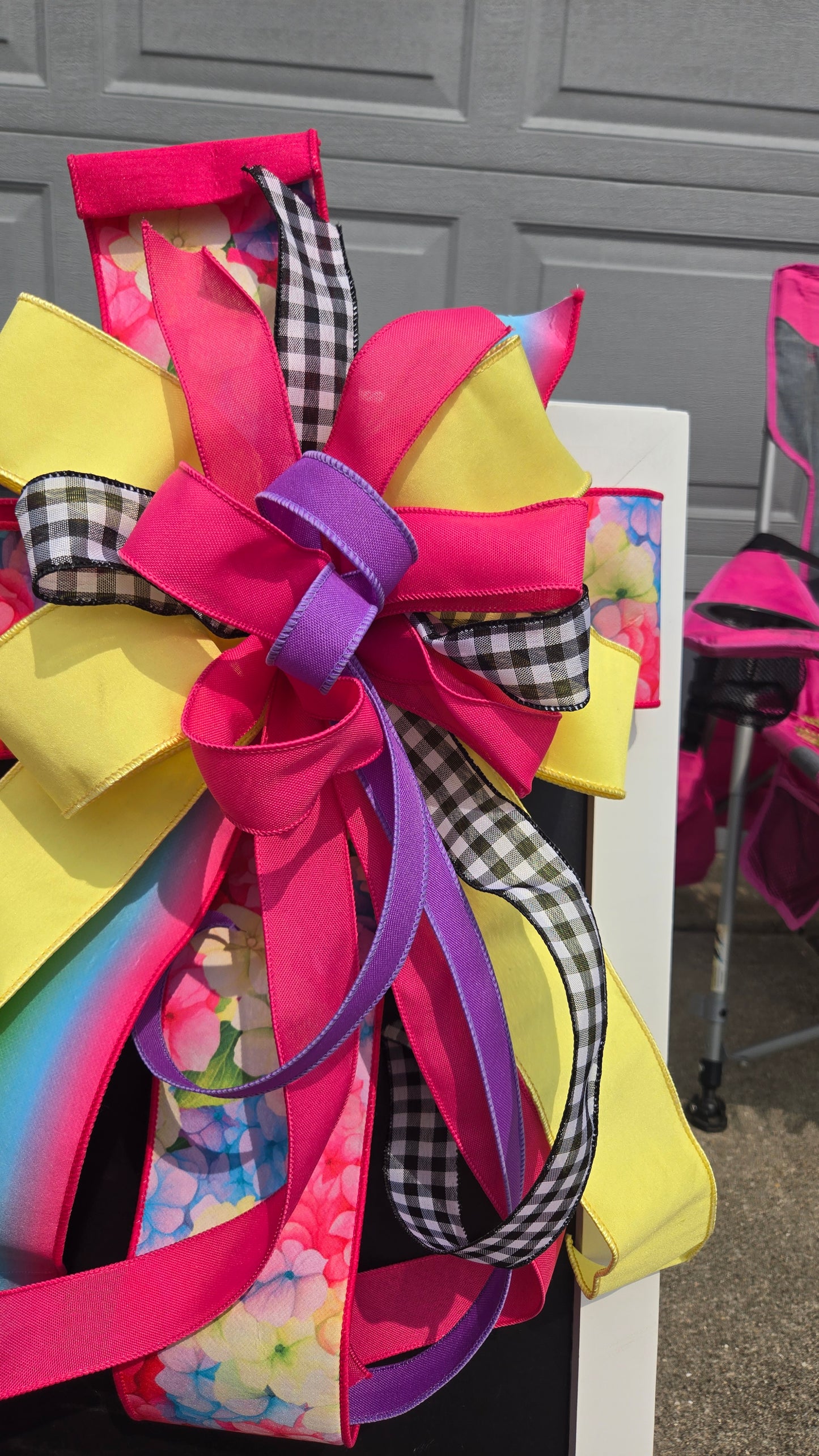 Wreath Bow - Changeable Bright Floral Summer Bow for Large Wreaths