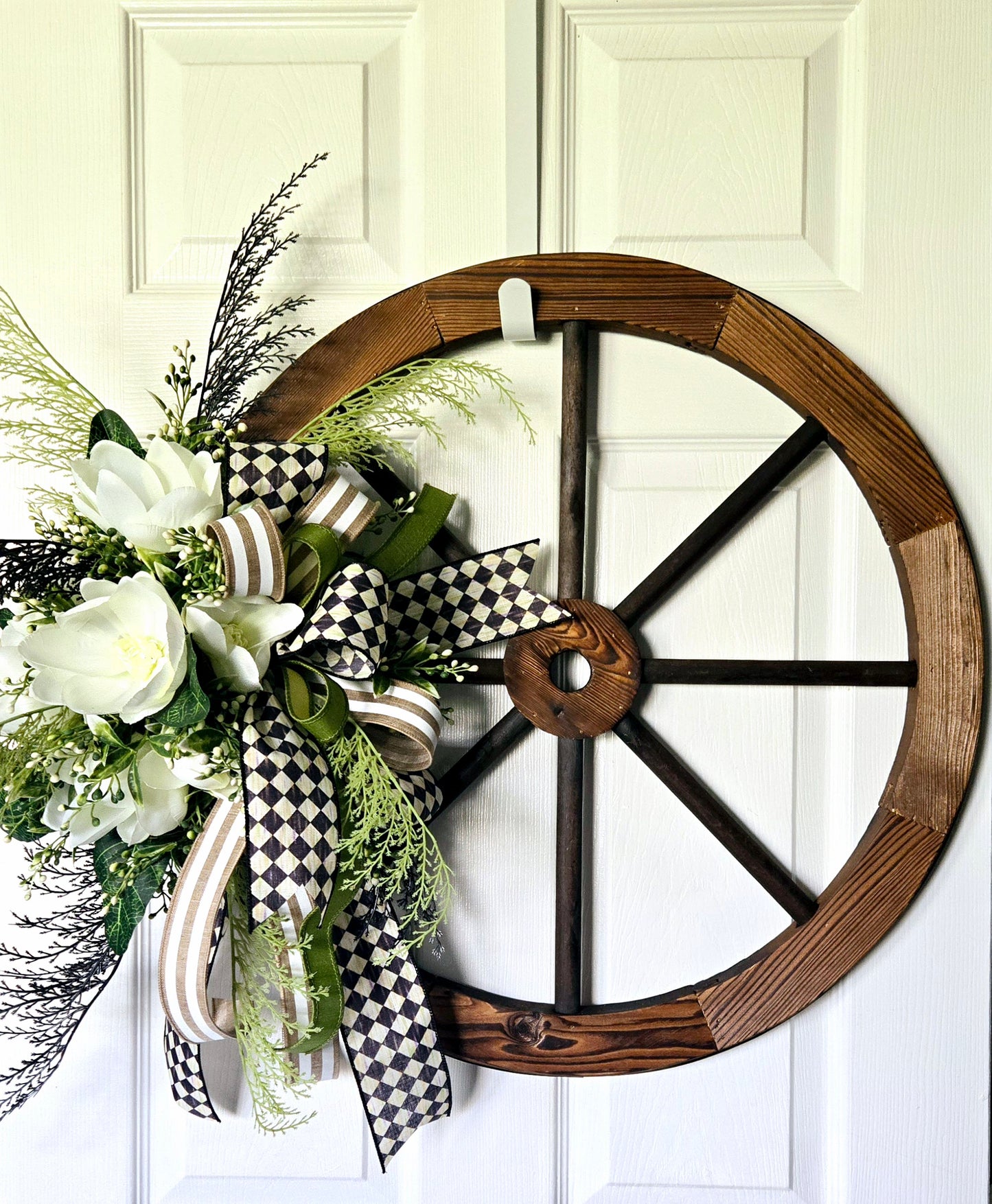 Magnolia Wagon Wheel Wreath - Farmhouse Decor - Stuffs n Things by JD