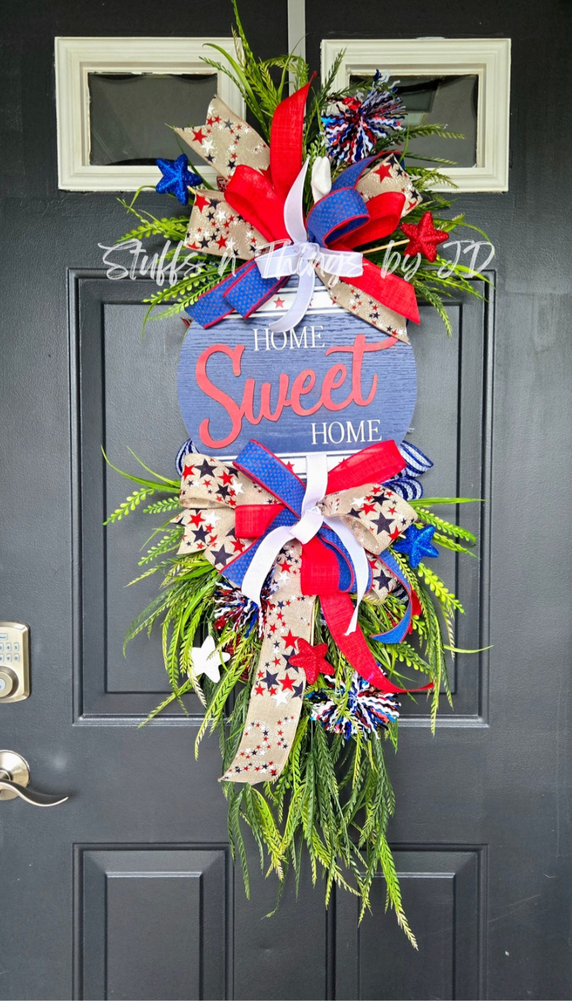 Patriotic Wreath - Home Sweet Home Door Hanger