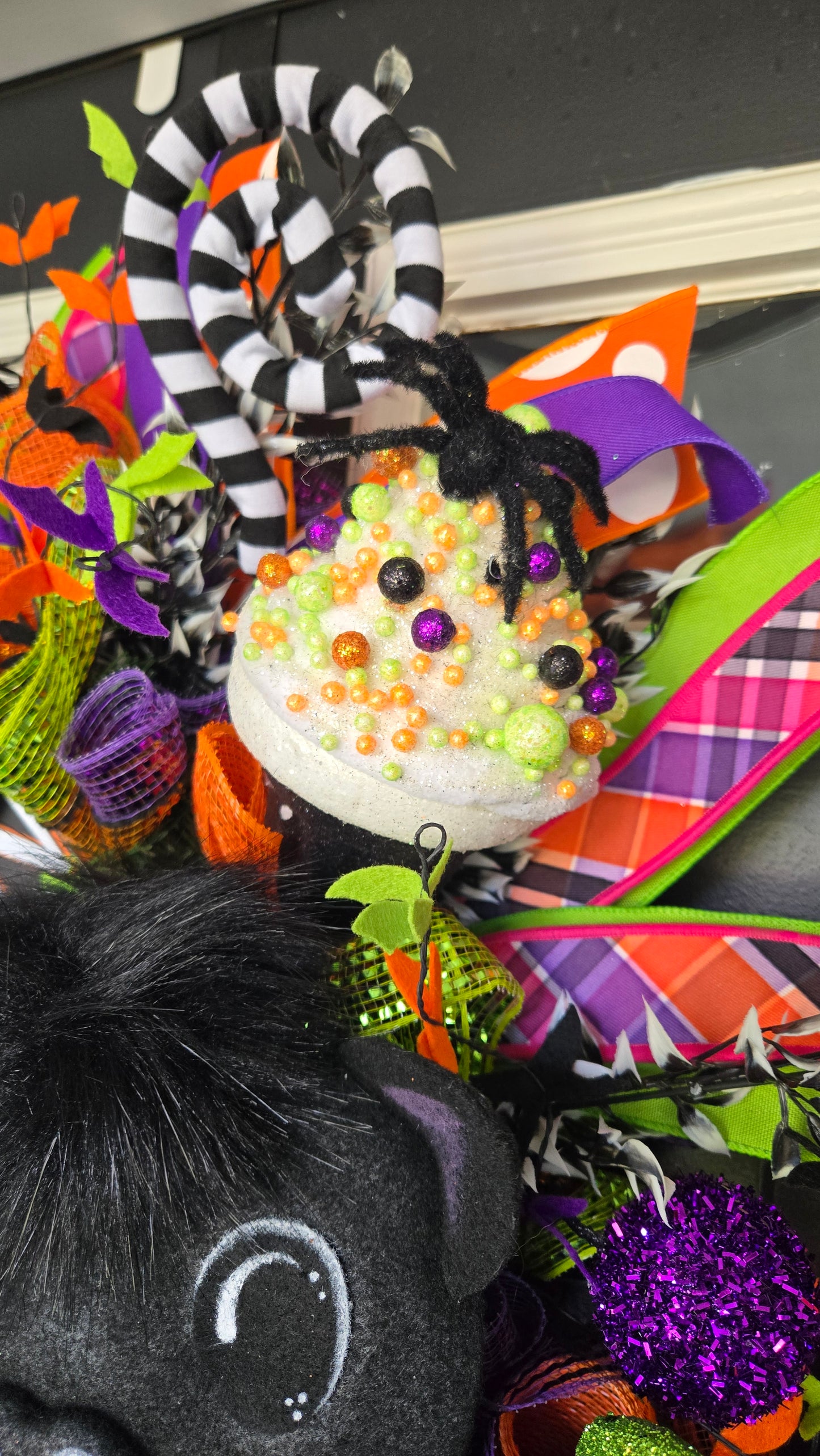 Whimsical Happy Halloween Bat Wreath – Extra Large Door Decor