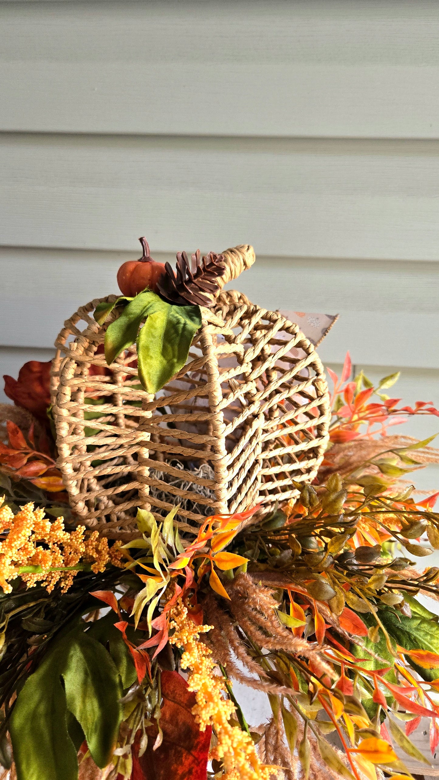 Fall Arrangement Pumpkin Candlestick β Rustic Autumn Farmhouse Table Centerpiece
