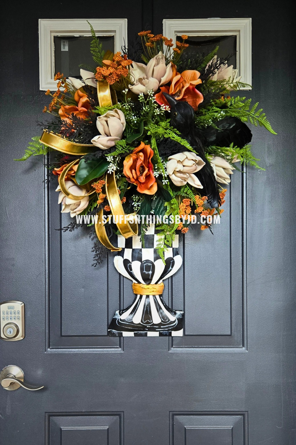 Raven's Autumn Elegance Topiary Urn Door/Wall Hanger