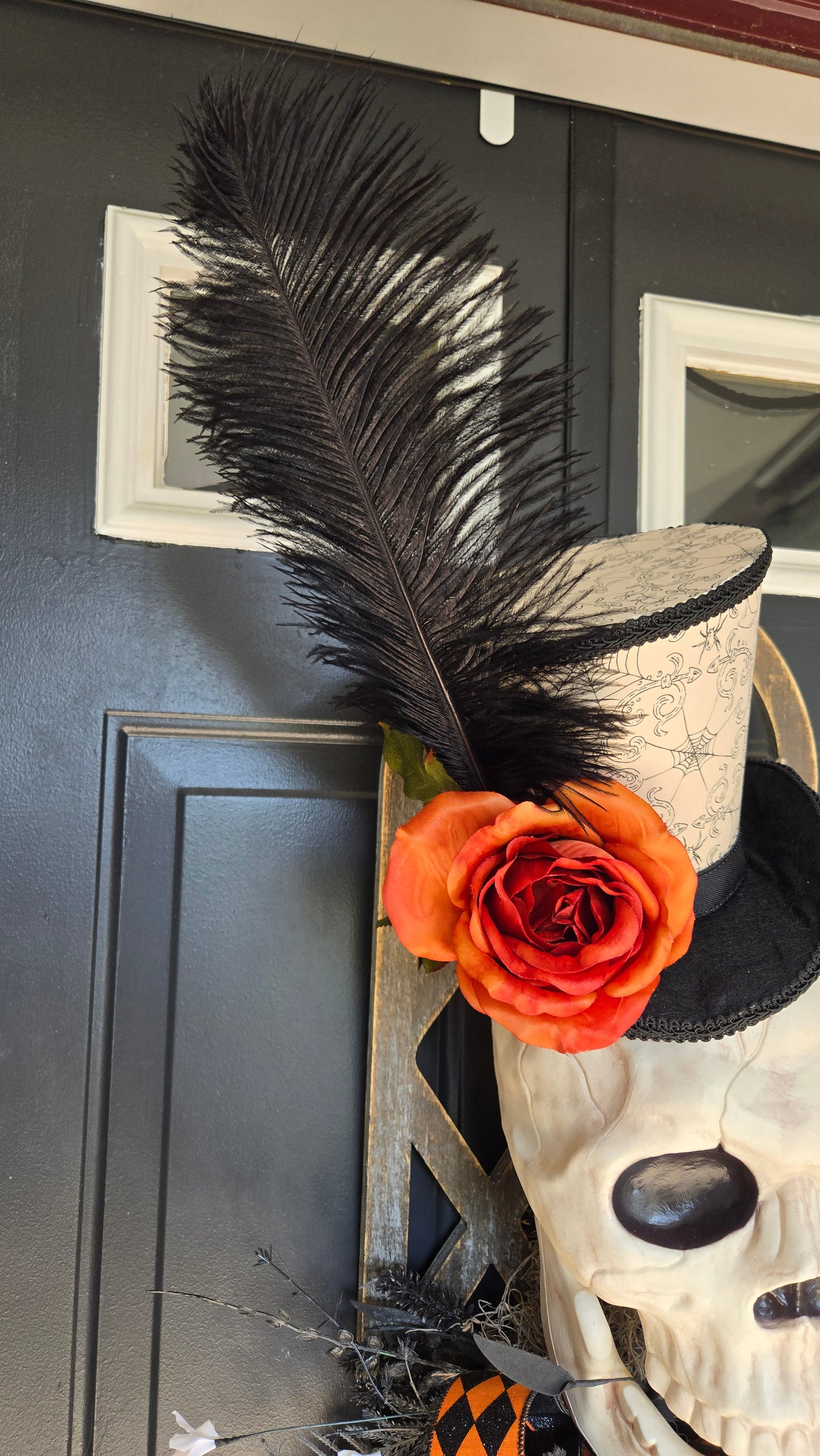 Halloween Decor - Skull Window Pane Wreath