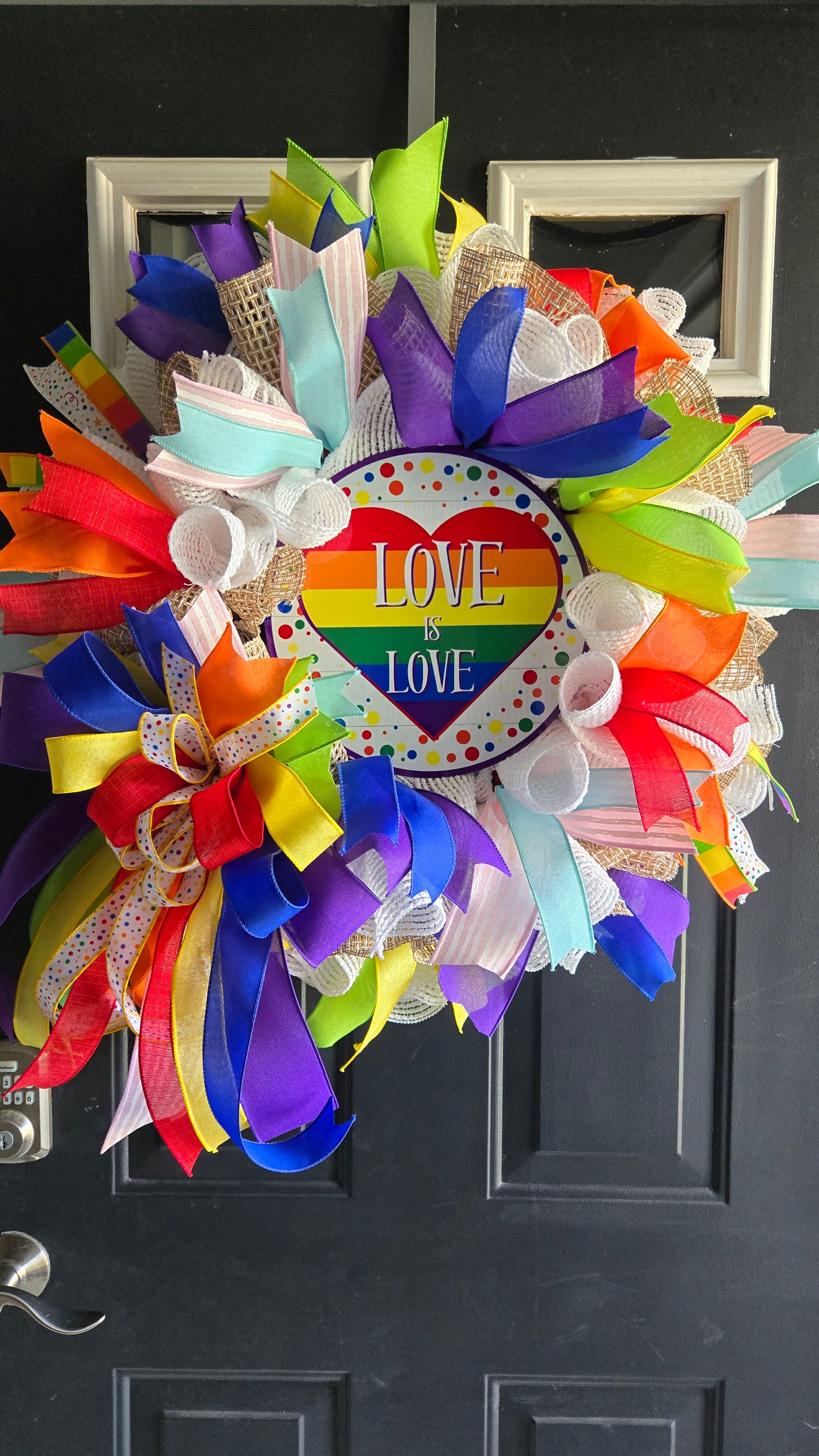 Pride Wreath - Rainbow LGBTQIA+ Love is Love Rainbow Door Wreath