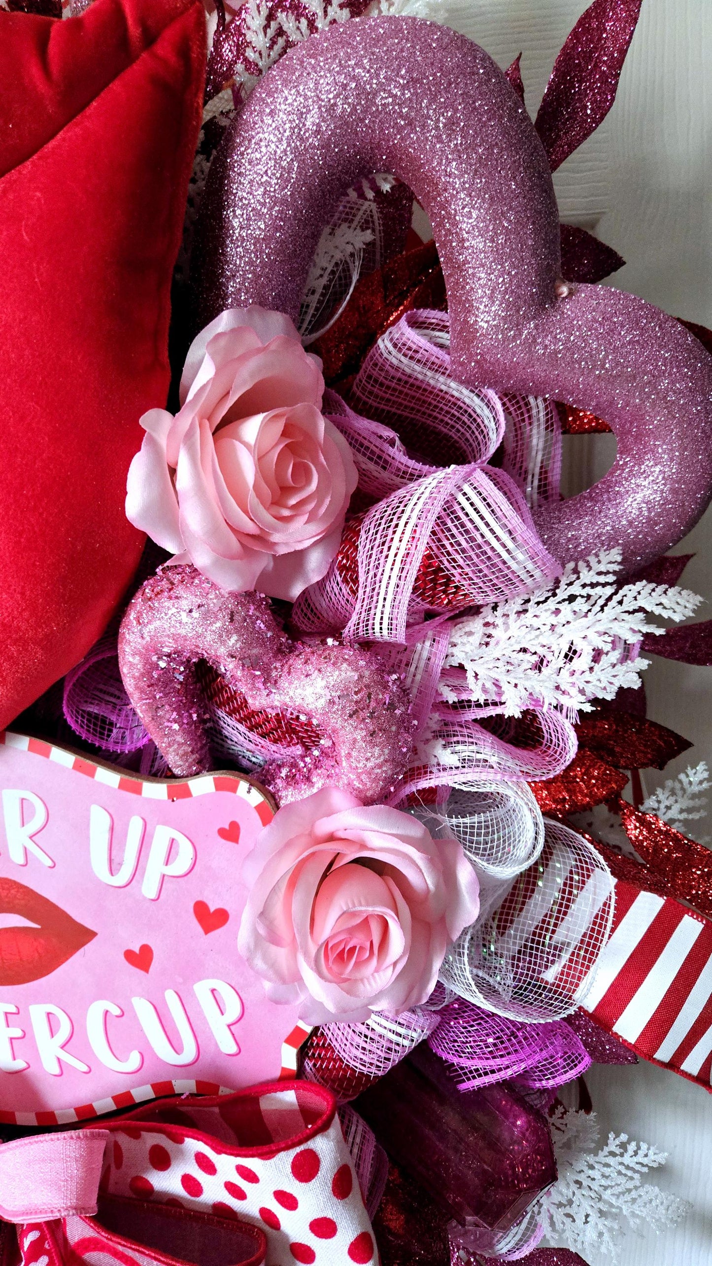 Pucker Up Jeweled Valentine's Day Swag for Front Door or Home Decor Stuffs n Things by JD