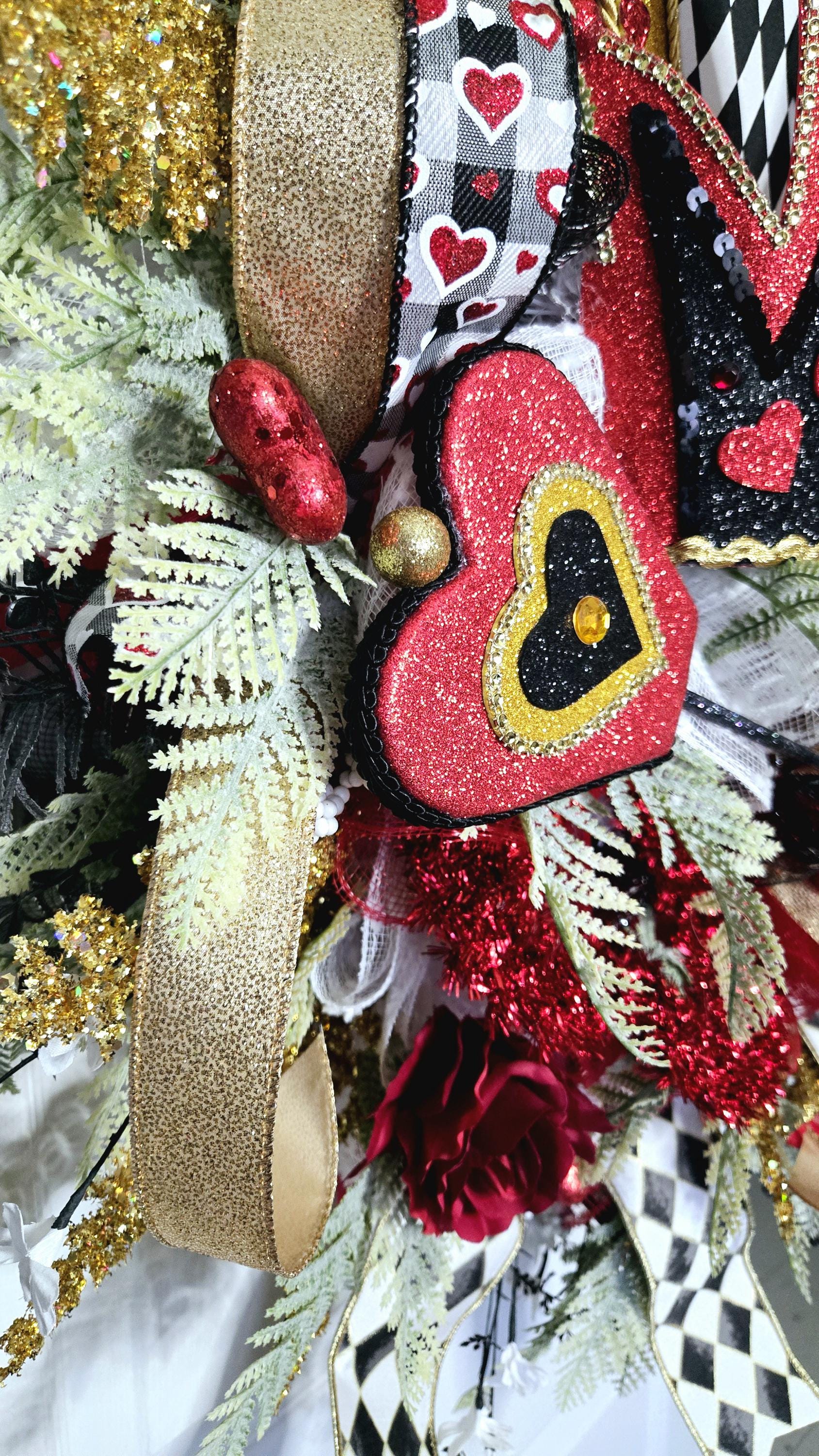 Queen of Hearts Alice in Wonderland themed Front Door Wreath Stuffs n Things by JD