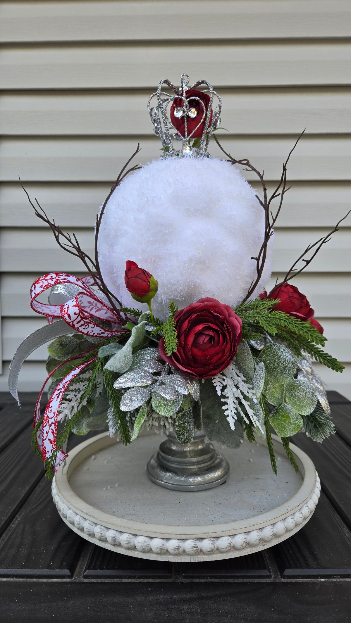 Enchanted Rose Christmas Centerpiece | Beauty and the Beast Inspired Holiday Decor | Disney Inspired Winter Fairytale Arrangement