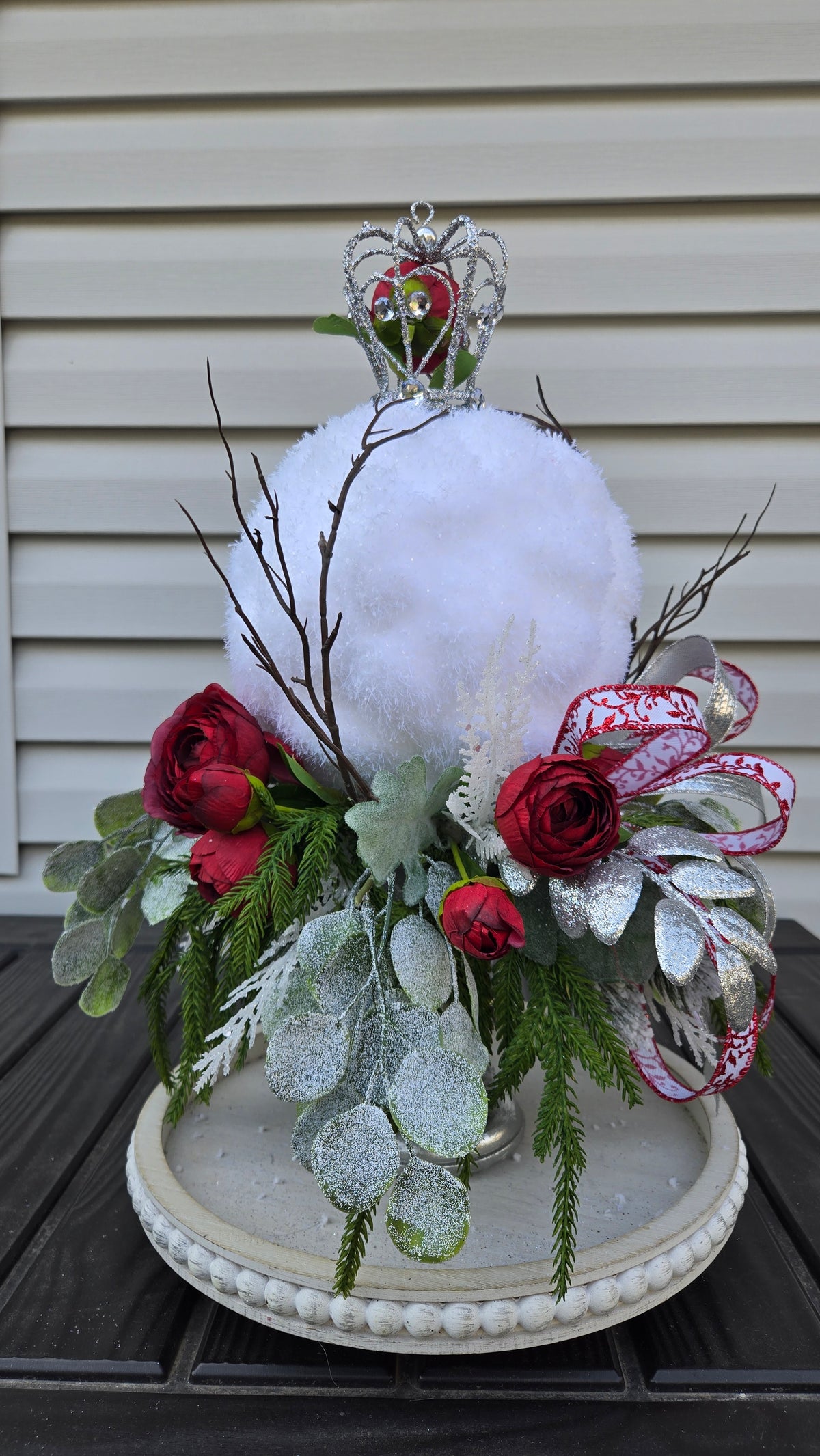Enchanted Rose Christmas Centerpiece | Beauty and the Beast Inspired Holiday Decor | Disney Inspired Winter Fairytale Arrangement