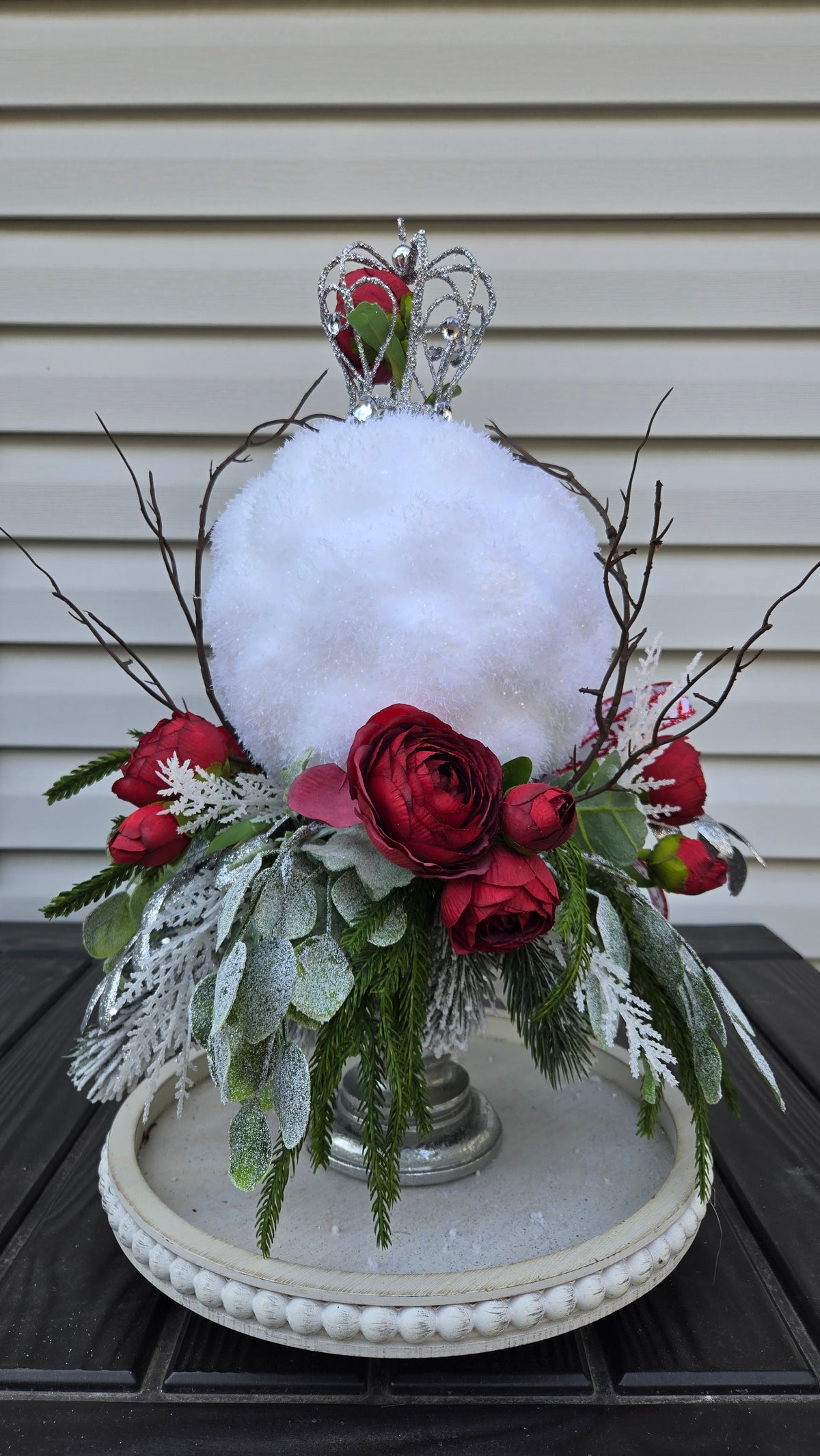 Enchanted Rose Christmas Centerpiece | Beauty and the Beast Inspired Holiday Decor | Disney Inspired Winter Fairytale Arrangement