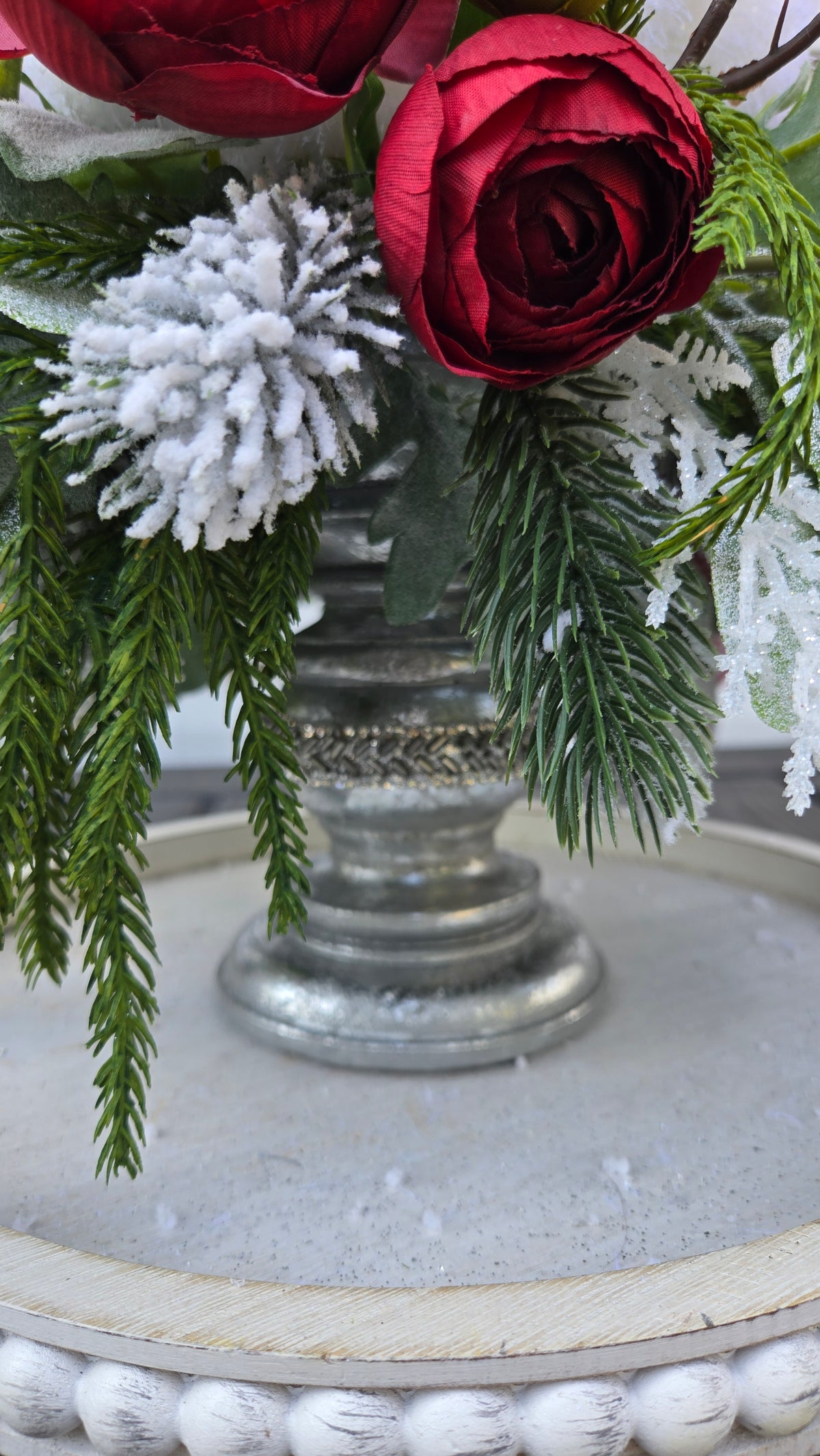 Enchanted Rose Christmas Centerpiece | Beauty and the Beast Inspired Holiday Decor | Disney Inspired Winter Fairytale Arrangement