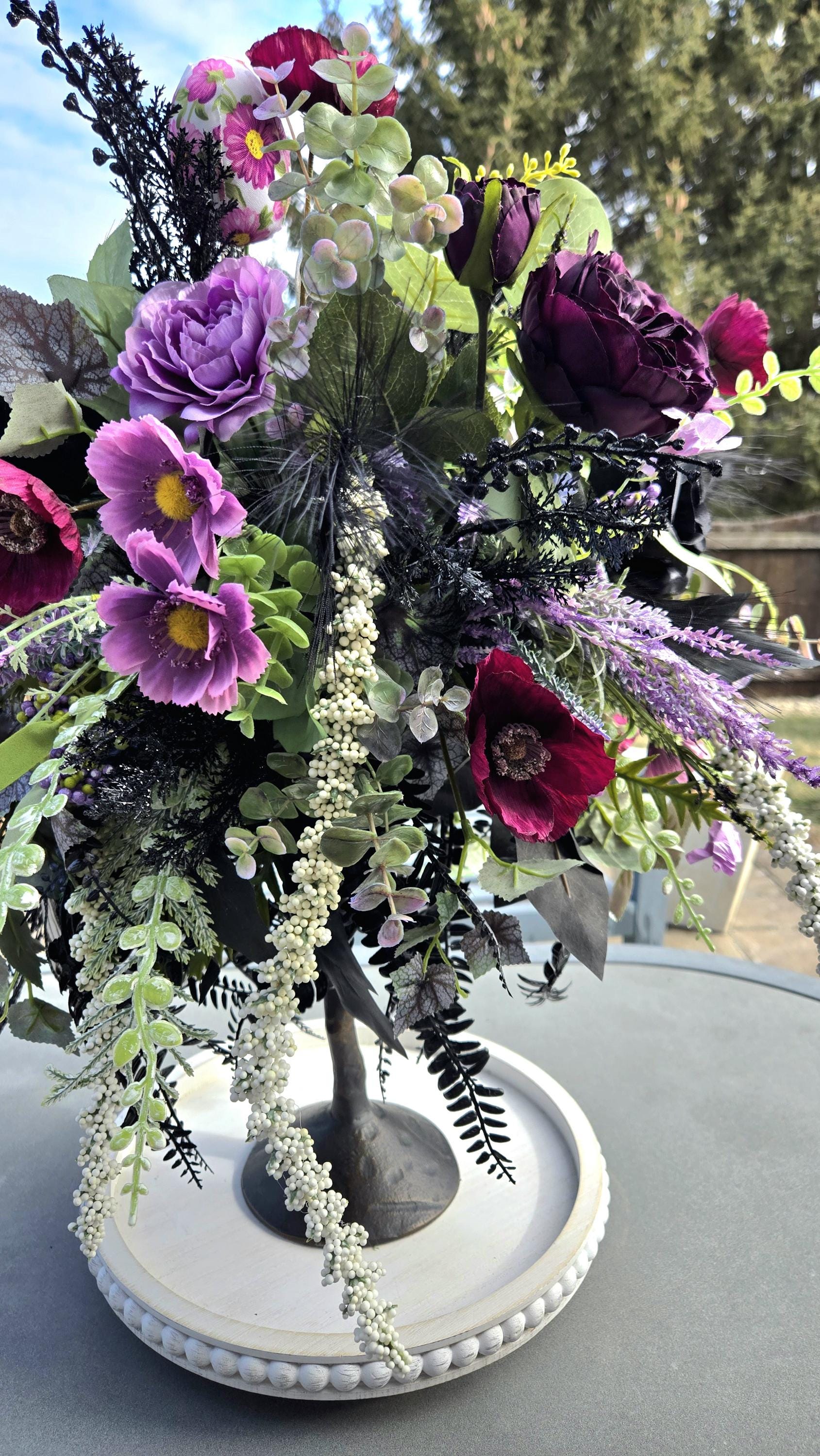 Glam Gothic Sitting Bunny Candlestick Centerpiece - Purple Victorian style Stuffs n Things by JD