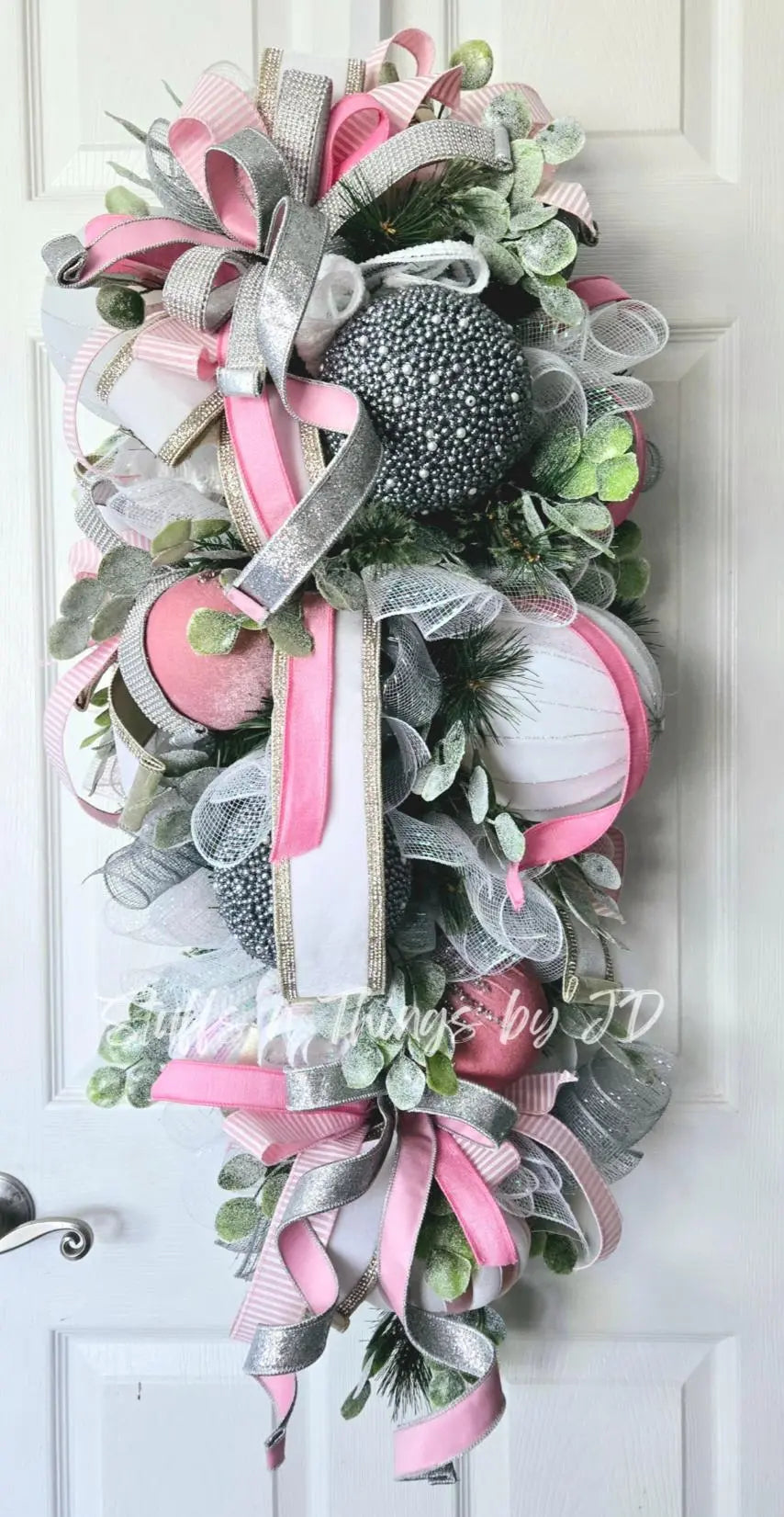 Elegant Glamorous Pink & Silver Ornament Christmas Swag or Centerpiece Stuffs n Things by JD