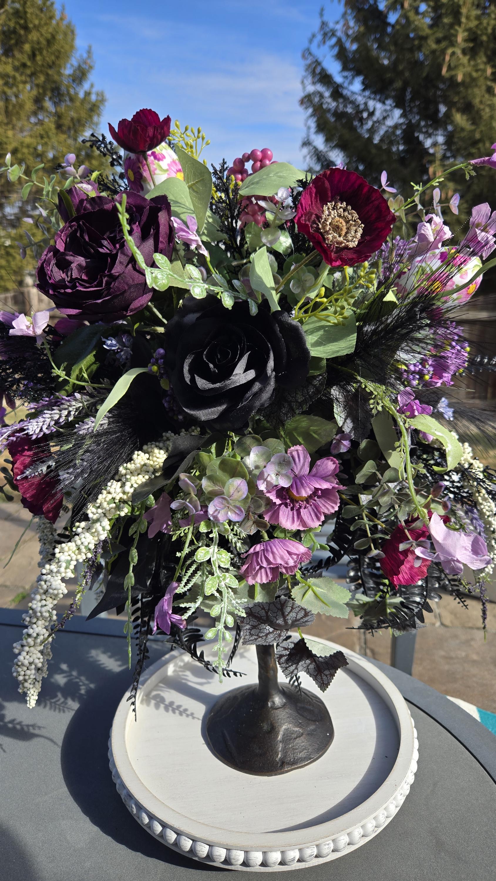 Glam Gothic Sitting Bunny Candlestick Centerpiece - Purple Victorian style Stuffs n Things by JD