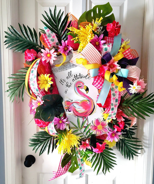 Summer Flamingo Pool Front Door Wreath Stuffs n Things by JD