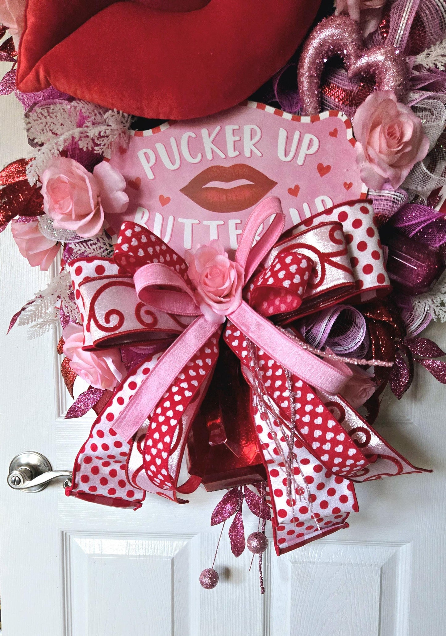 Pucker Up Jeweled Valentine's Day Swag for Front Door or Home Decor Stuffs n Things by JD
