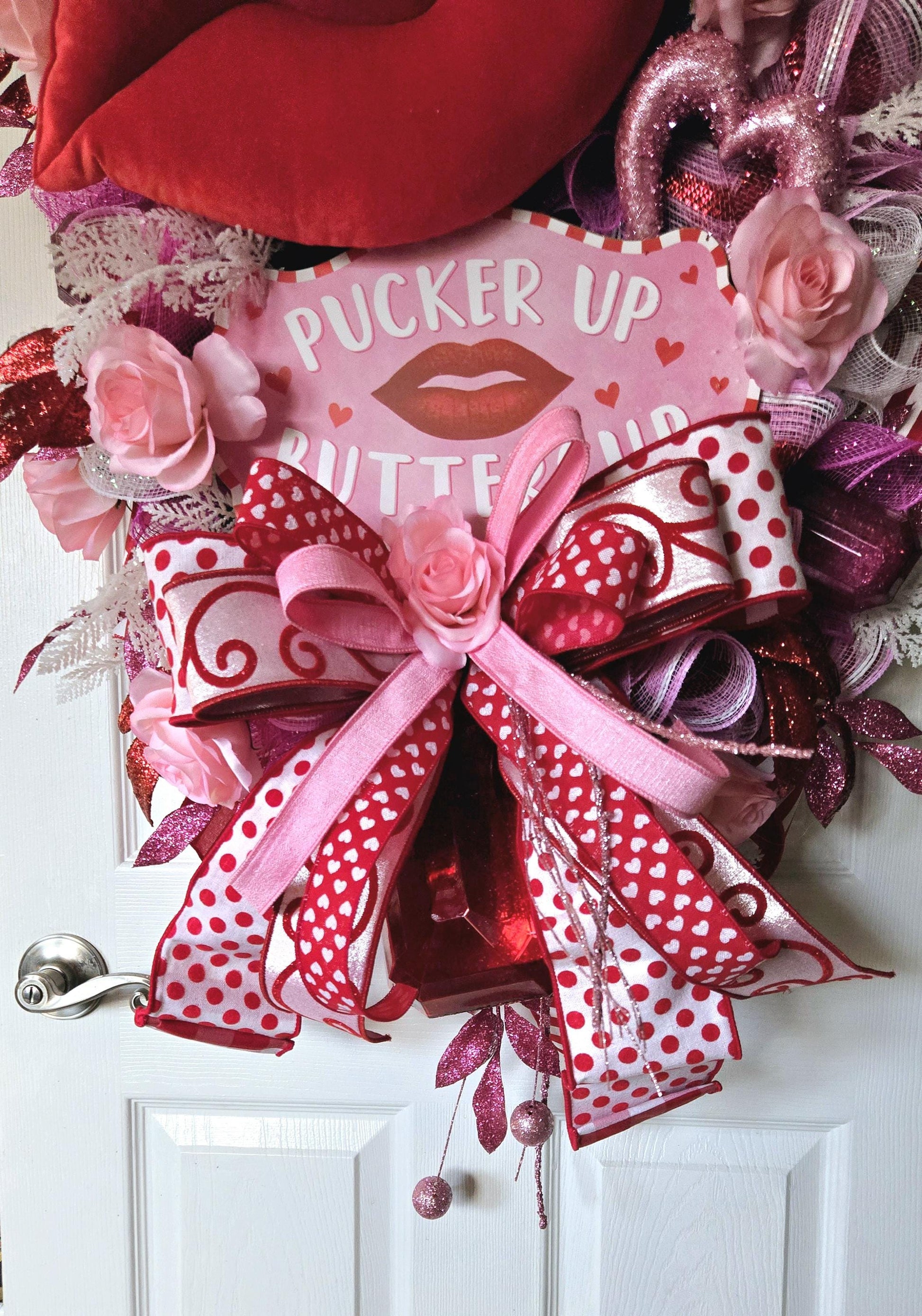 Pucker Up Jeweled Valentine's Day Swag for Front Door or Home Decor Stuffs n Things by JD