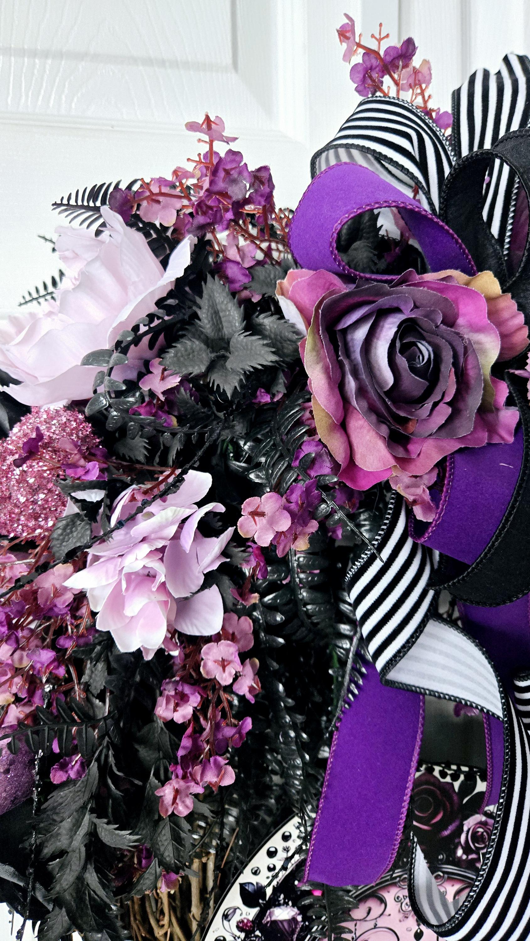 Gothic Front Door Wreath with Removable Heart Sign - Romantic style Stuffs n Things by JD