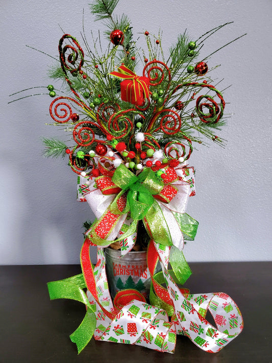 Christmas Bow Tree Topper, Peppermint Candy Christmas Tree Bow, Xmas Tree decorations, Green Monster Tree Bow Topper, Rose Gold Christmas My Store