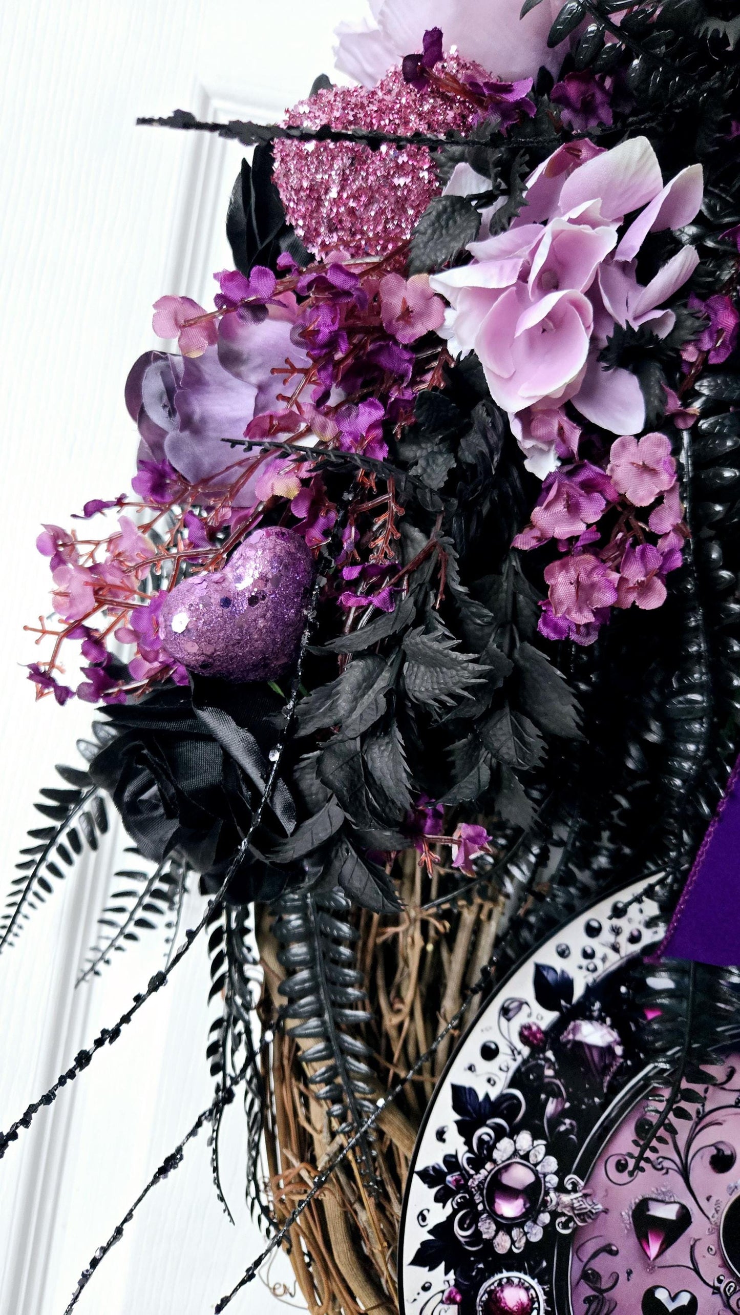 Gothic Front Door Wreath with Removable Heart Sign - Romantic style Stuffs n Things by JD