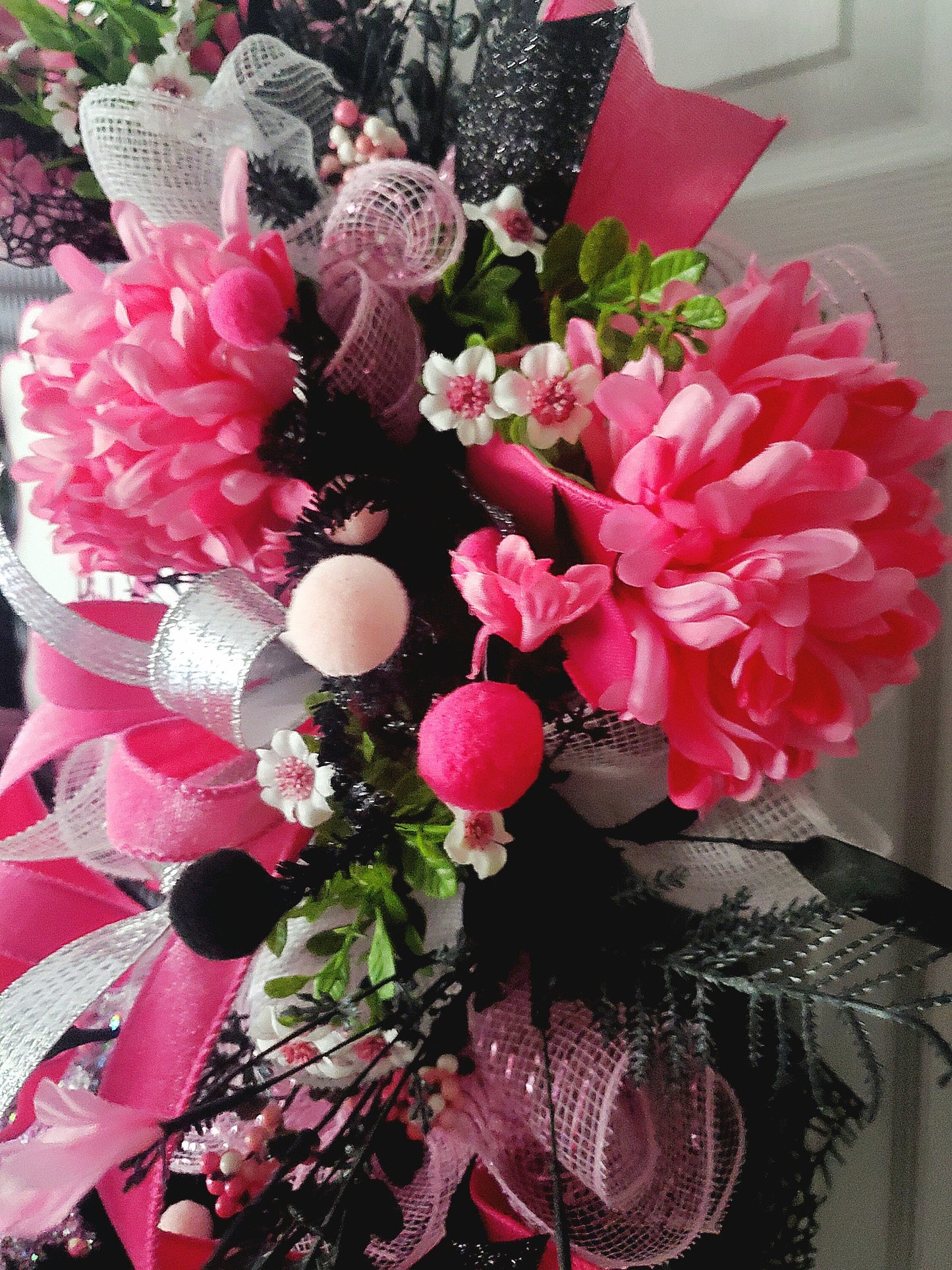 Pumpkin October Pink Awareness Front Door Wreath Stuffs n Things by JD