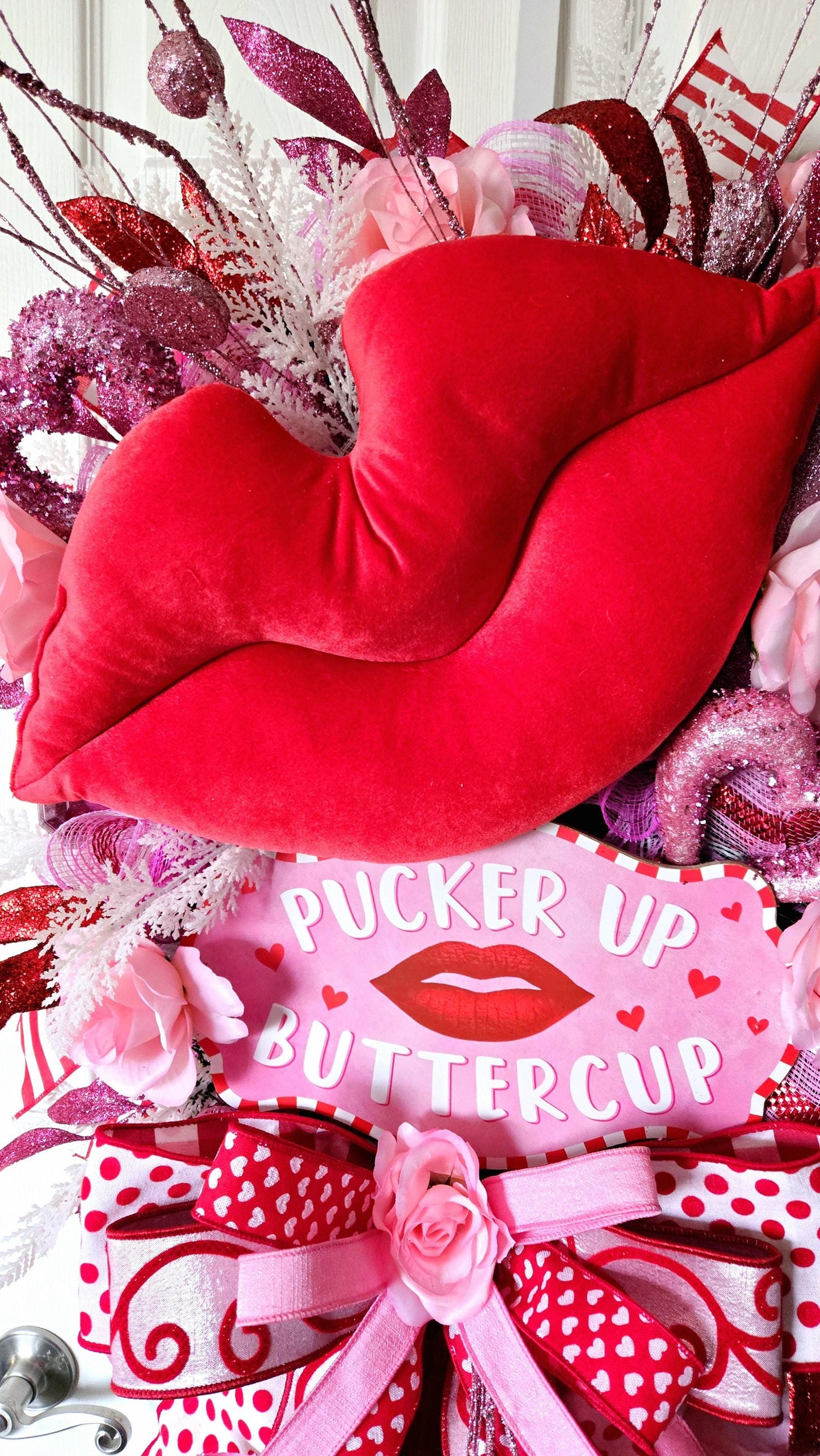 Pucker Up Jeweled Valentine's Day Swag for Front Door or Home Decor Stuffs n Things by JD