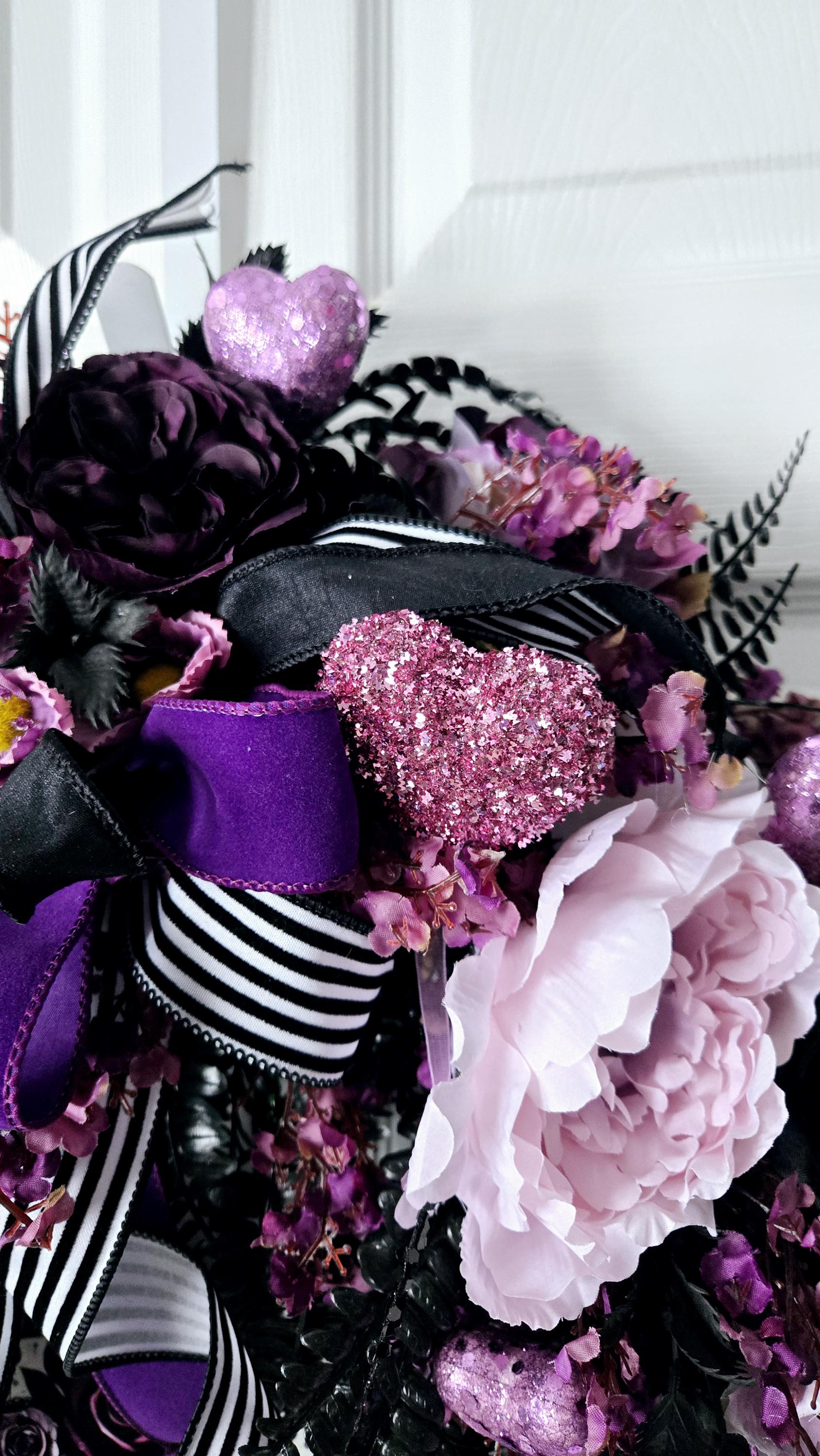 Gothic Front Door Wreath with Removable Heart Sign - Romantic style Stuffs n Things by JD