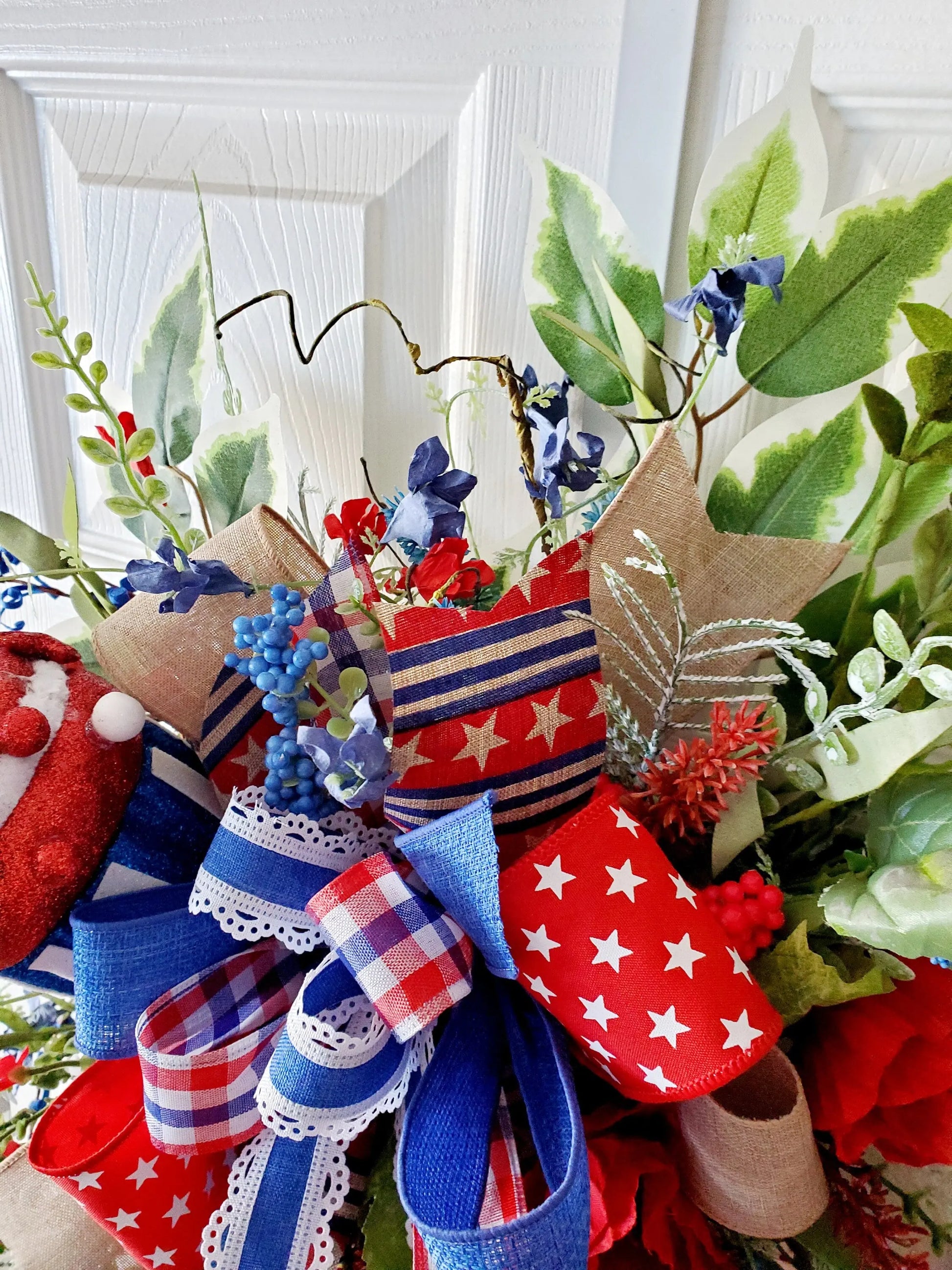 Patriotic Bicycle Wheel Rim Front Door Wreath Stuffs n Things by JD