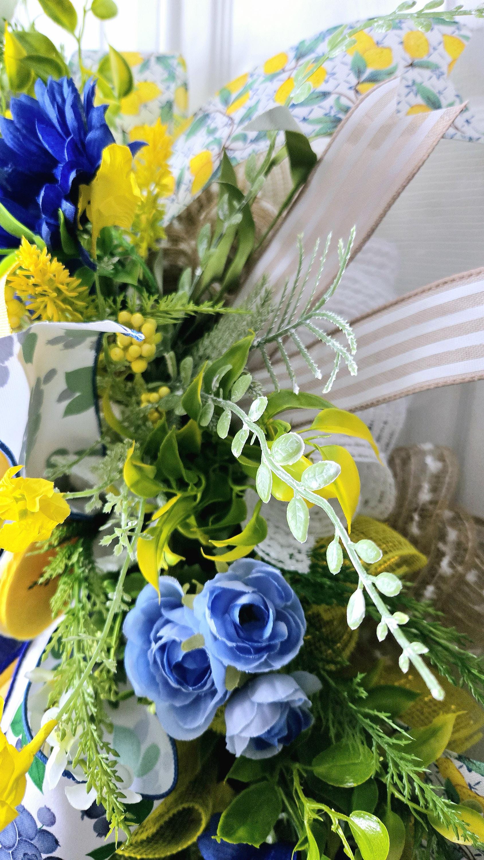 Lemon Blueberry Gingham Welcome Front Door Wreath Stuffs n Things by JD