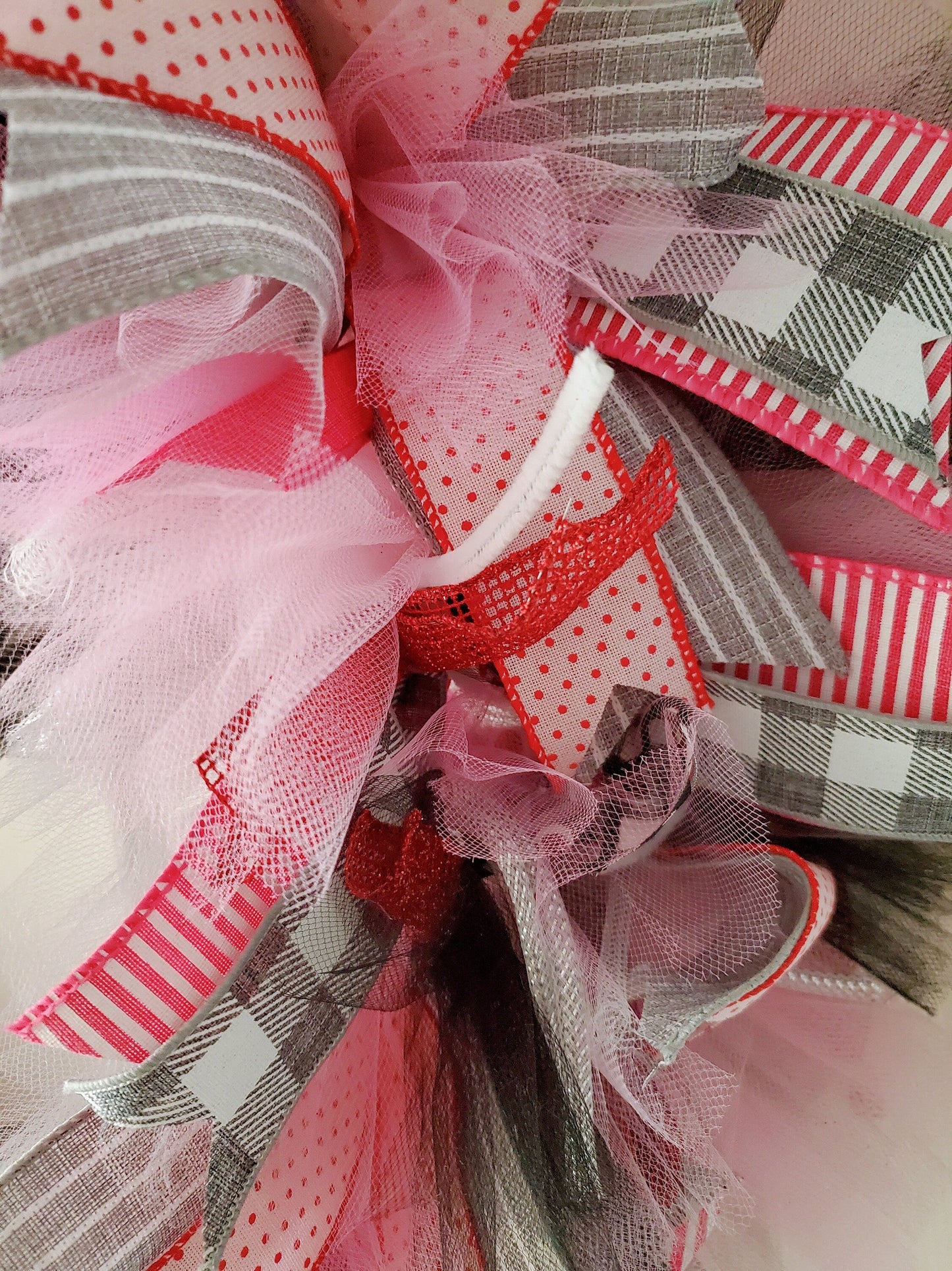 Valentines Wreath, Pink Heart Wreath, Valentine's Day Gift, Tulle Ribbon Decor, Front Door Hanger, Handmade Love Wreath, Gift for Mom My Store