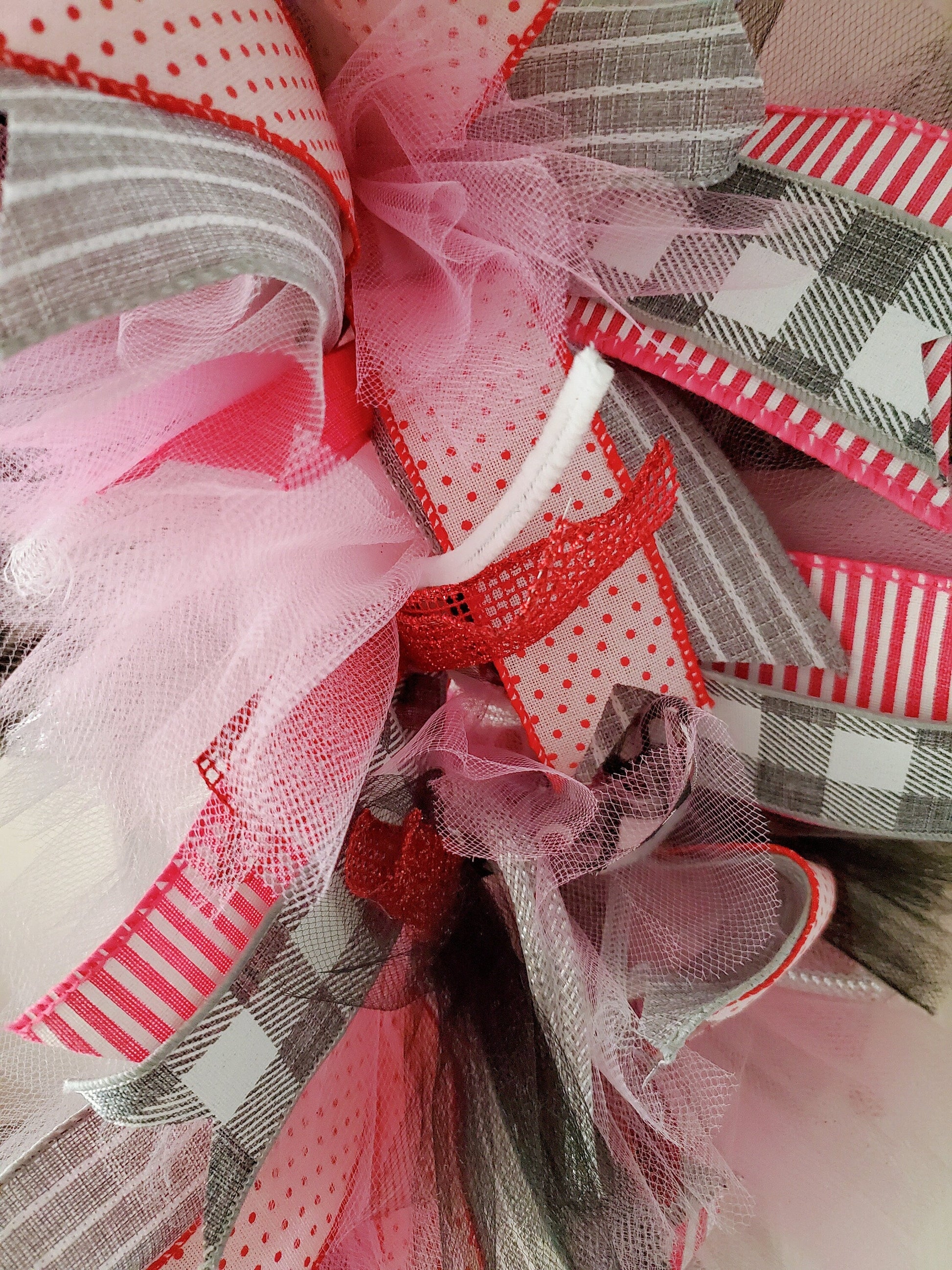 Valentines Wreath, Pink Heart Wreath, Valentine's Day Gift, Tulle Ribbon Decor, Front Door Hanger, Handmade Love Wreath, Gift for Mom My Store