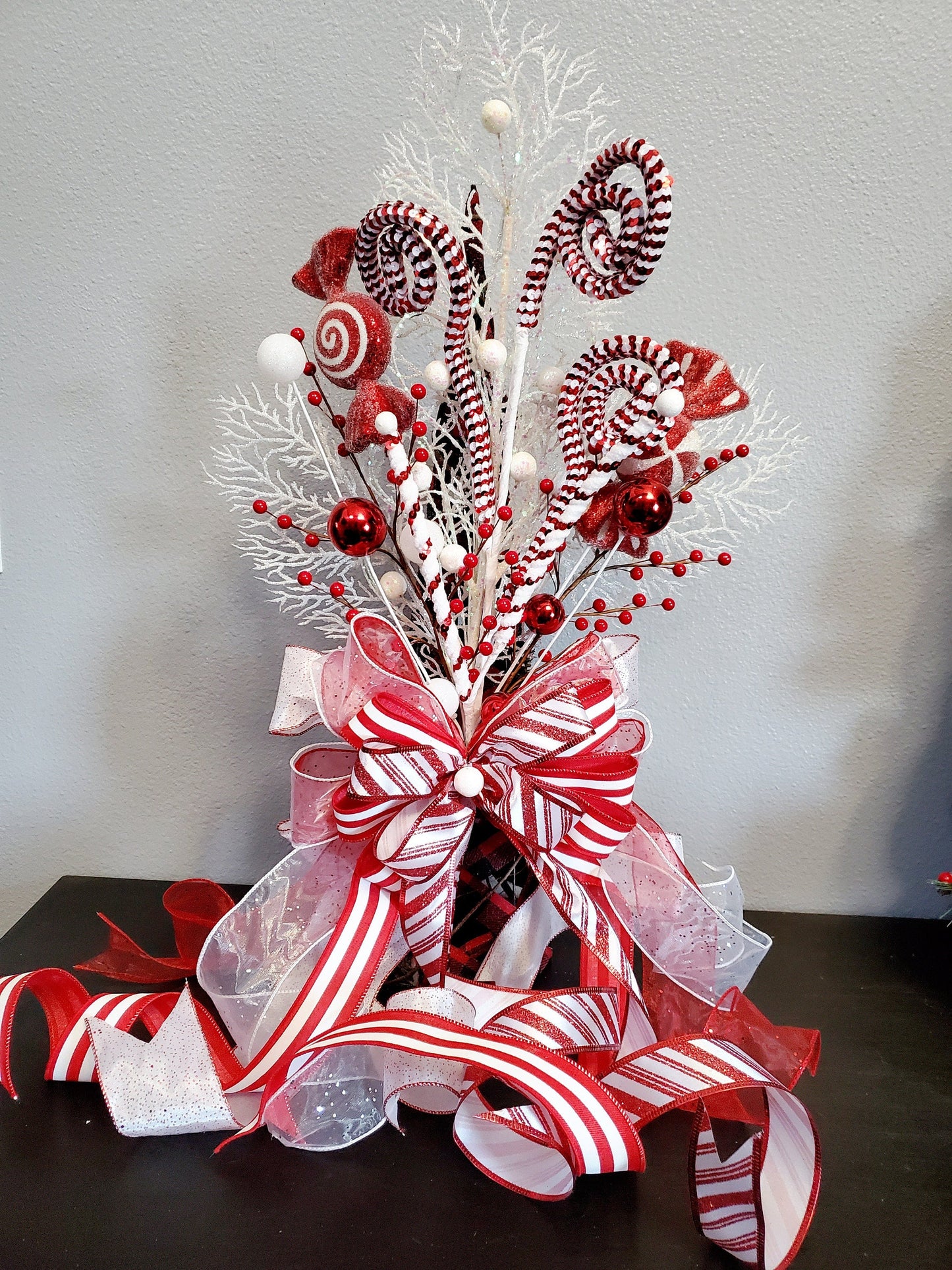 Christmas Bow Tree Topper, Peppermint Candy Christmas Tree Bow, Xmas Tree decorations, Green Monster Tree Bow Topper, Rose Gold Christmas My Store