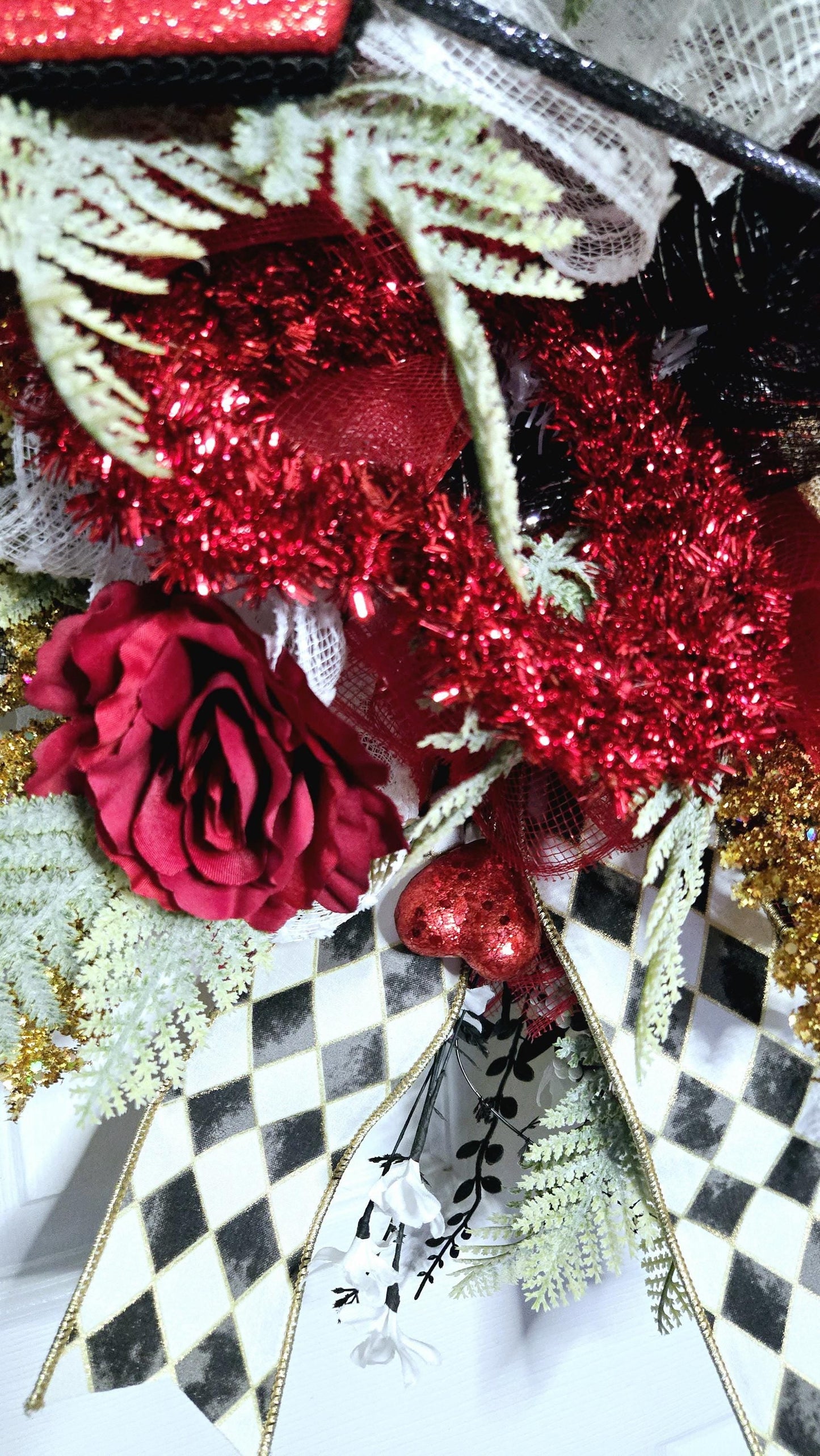 Queen of Hearts Alice in Wonderland themed Front Door Wreath Stuffs n Things by JD