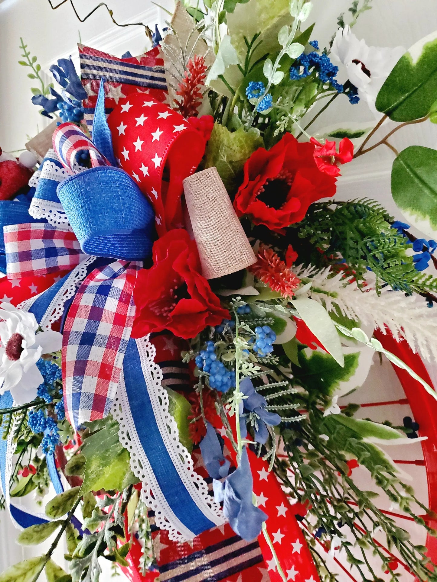 Patriotic Bicycle Wheel Rim Front Door Wreath Stuffs n Things by JD