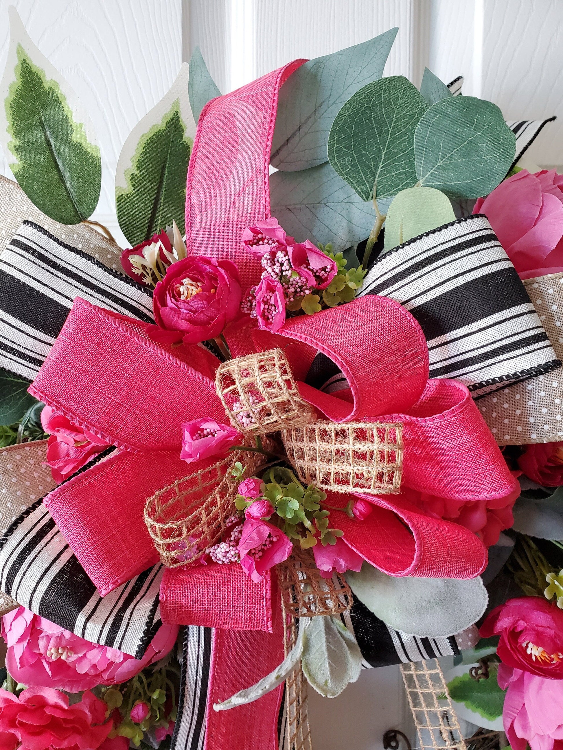 Pink Peony Grapevine Front Door Wreath Stuffs n Things by JD