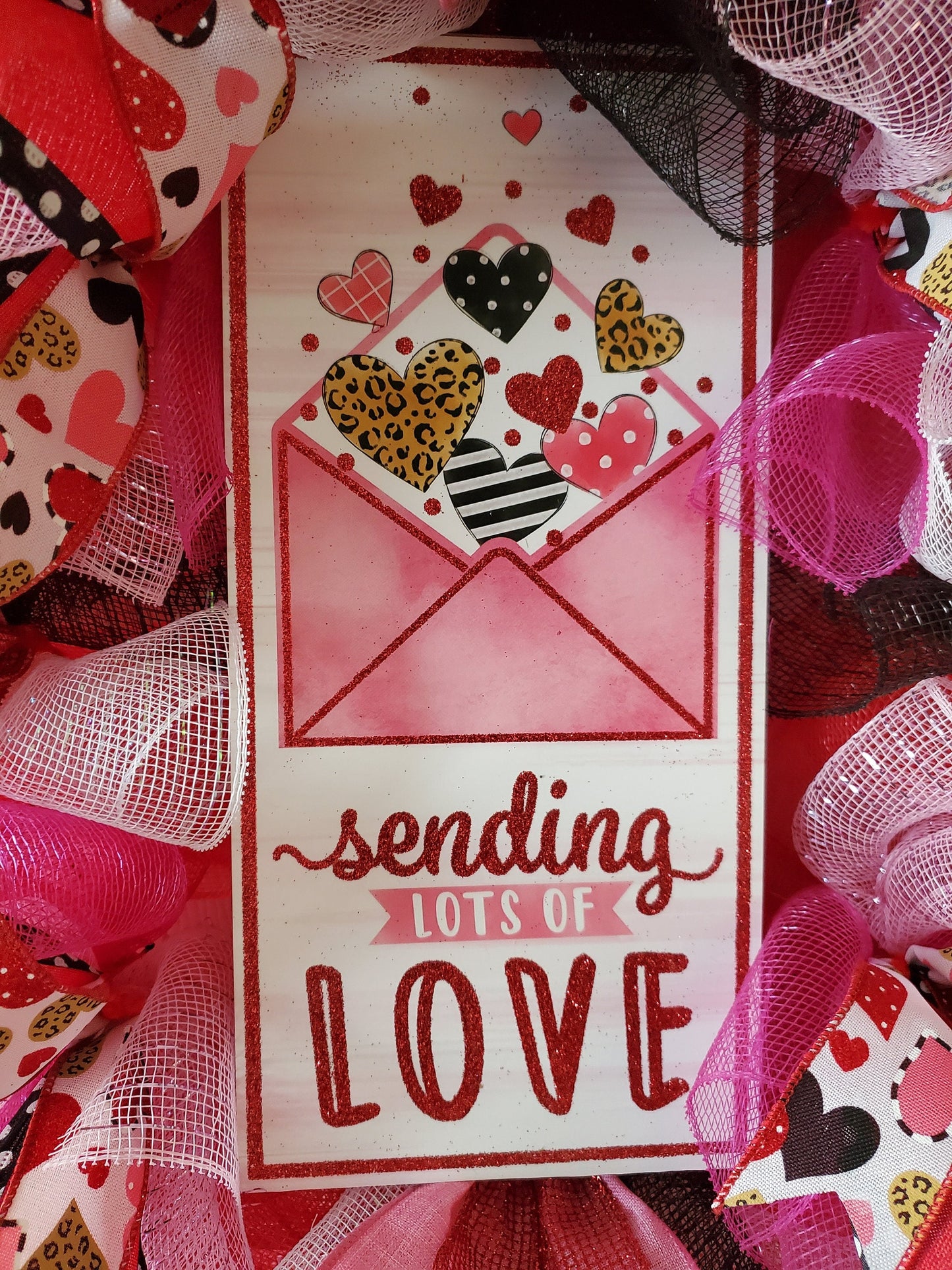 Valentines Wreath, Valentine's Day Gift, Pink Wreath, Heart Wreath, Heart Front Door Decor, Love Wreath, Red and Pink Wreath, Sending Love My Store